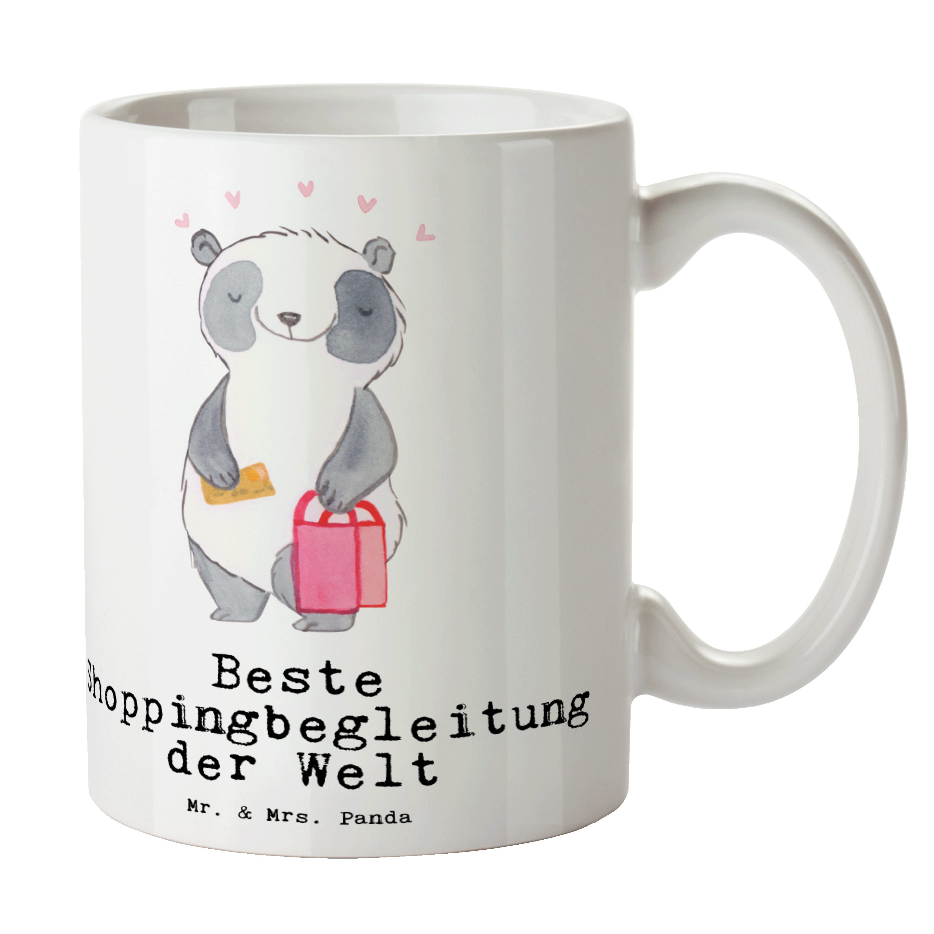 Mr. & Mrs. Panda Tasse Panda Beste Shoppingbegleitung der Welt - Weiß - Geschenk, Tee, Becher, Büro, Kaffeebecher, Dankeschön, Freundin, Shoppingpartner, für, Geschenktipp, Keramik