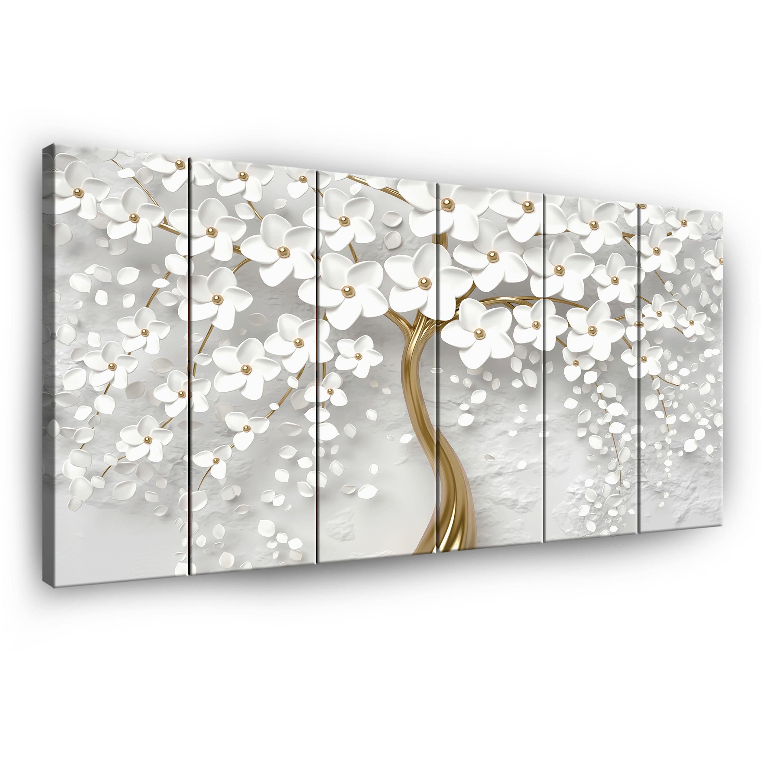 Wallarena Leinwandbild Blumen - Mehrfarbig - Elegant - Vlies - Wohnzimmer, Blumen, 100x100x3cm