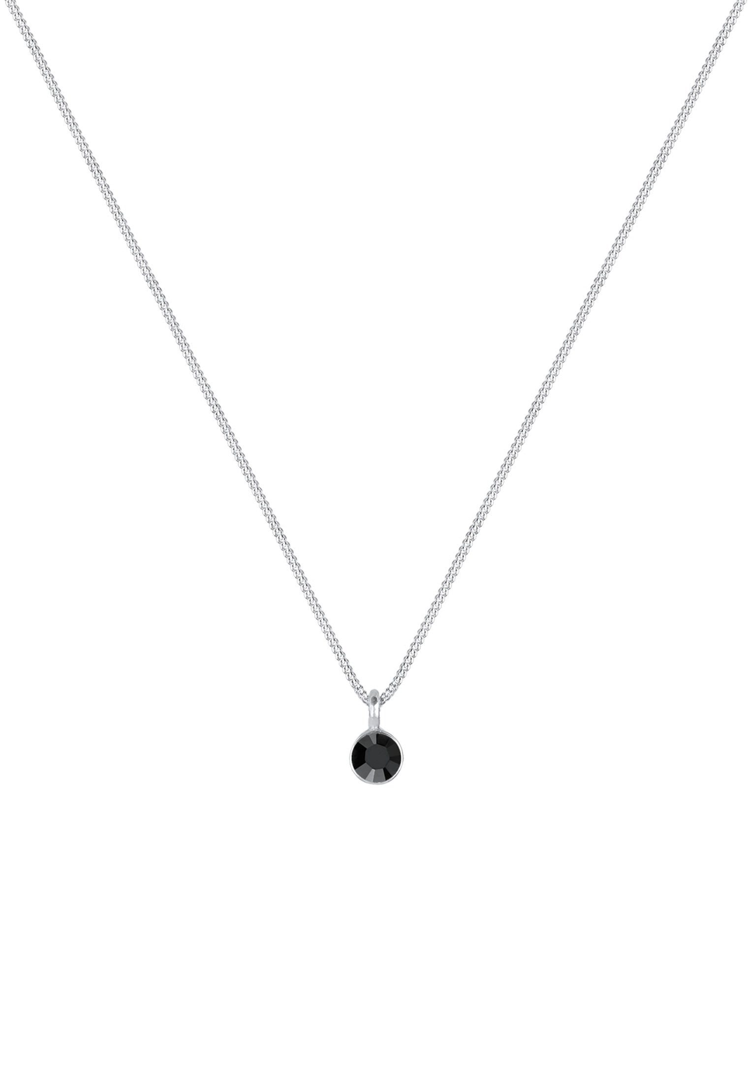 Elli Kette mit Anhänger Solitär Glas Kristalle Schwarz 925 Sterling Silber günstig online kaufen