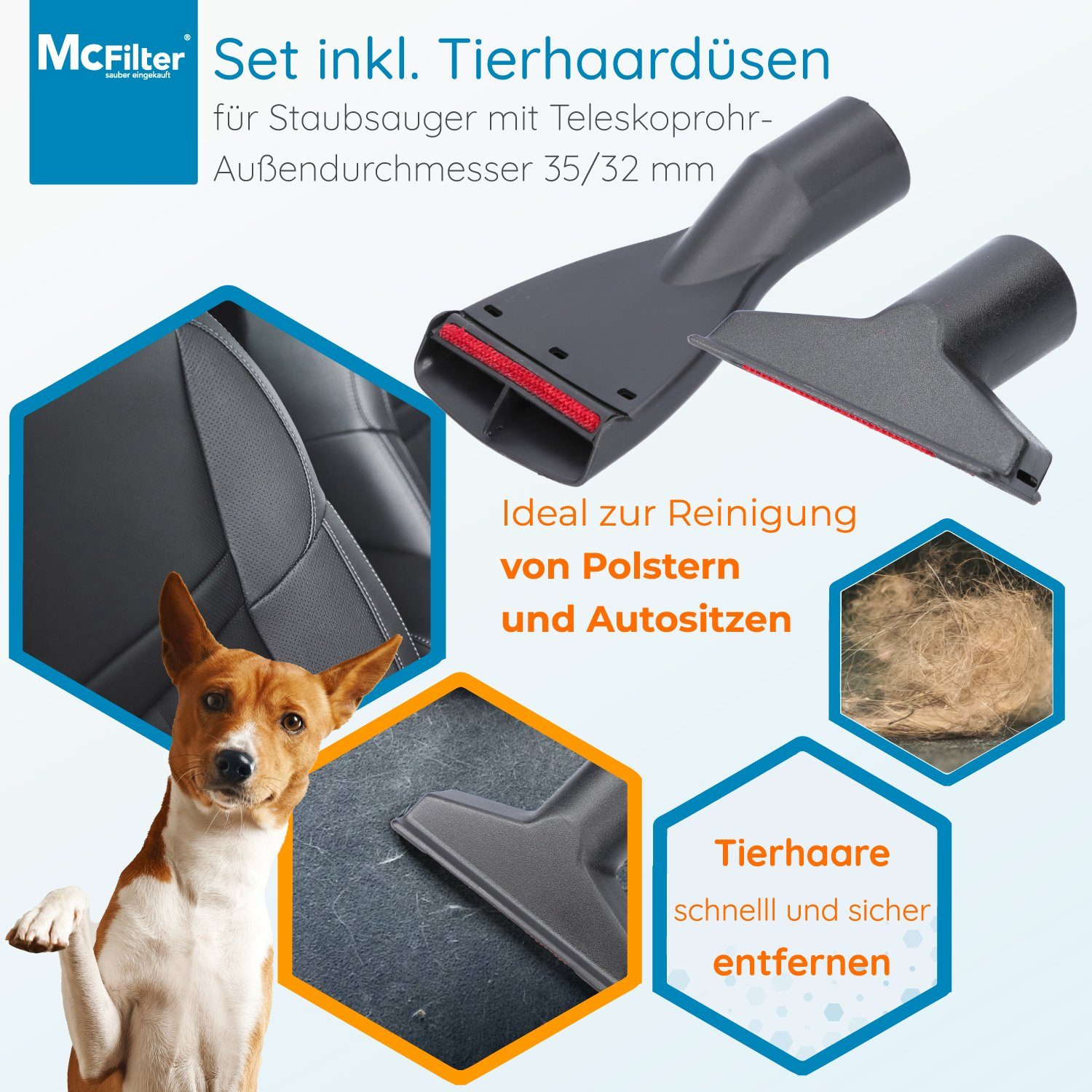 McFilter Staubsaugerdüsen-Set 12-teilig geeignet für Siemens VSQ5X1230 Q5.0 Extreme Silence Power, (12-tlg), Polsterdüse, Fugendüse, Flachpolsterdüse, Möbelpinsel, Bürste, Adapter