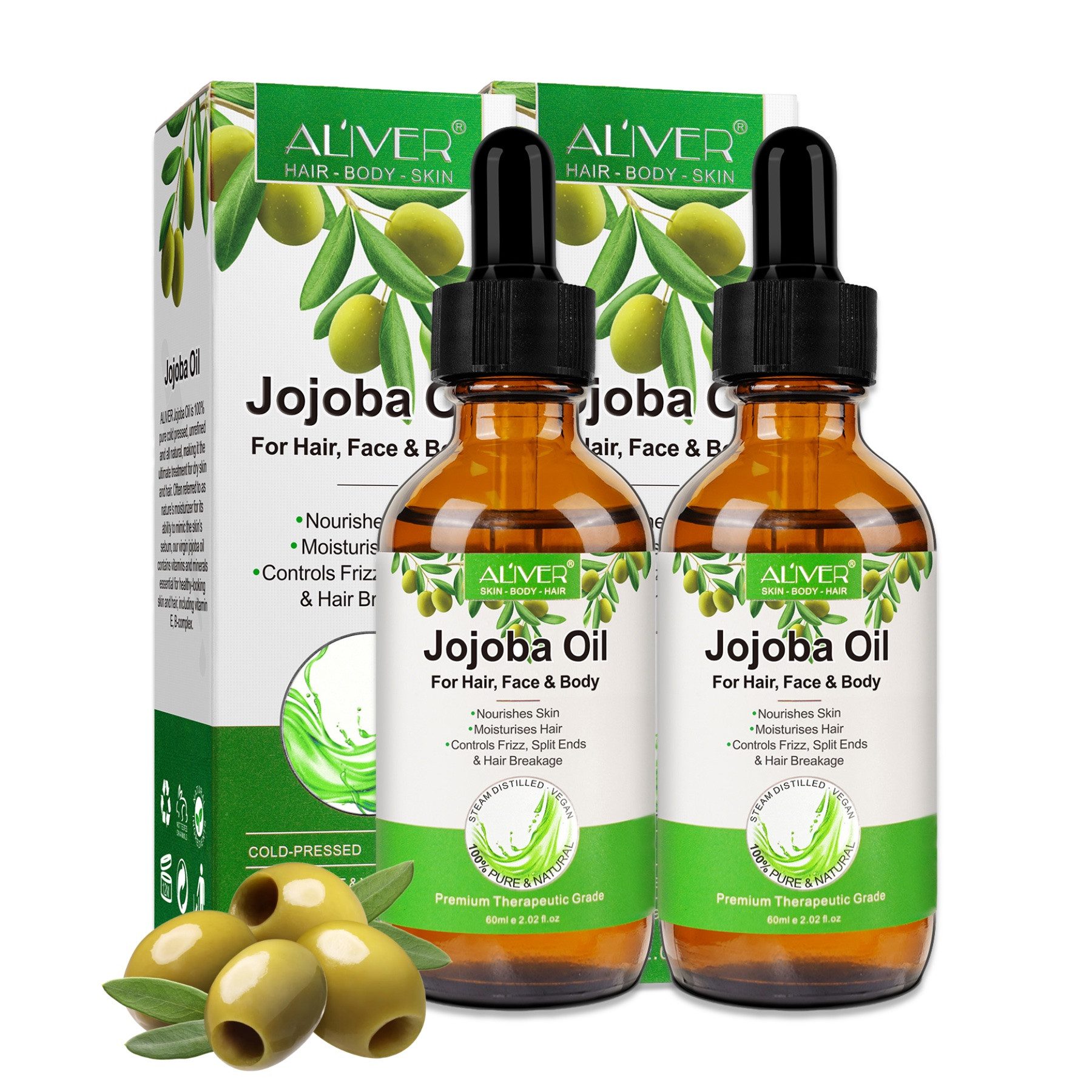 Haaröl Jojoba Haaröl Haut Wimpern Bio Vegan 60ml Aliver