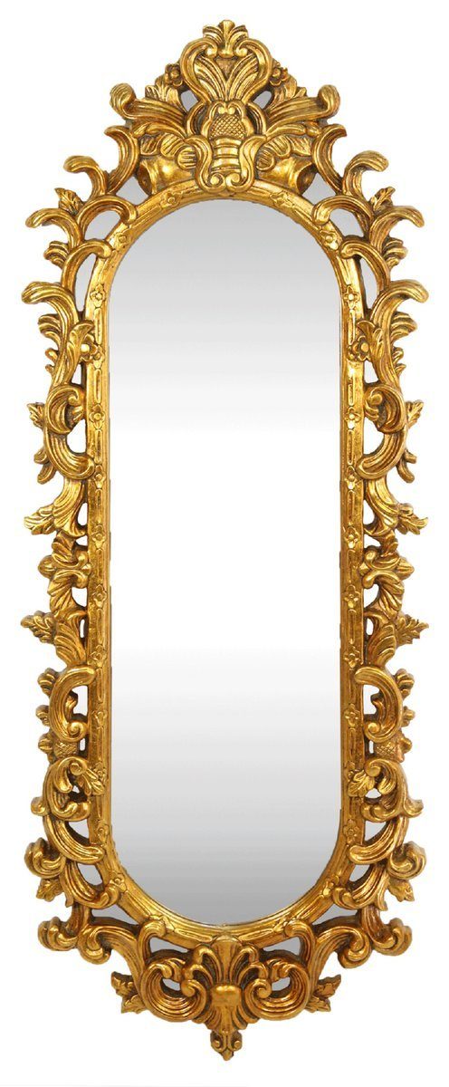 Casa Padrino Prunkvoll x Barockspiegel Wandspiegel H. Garderoben - Handgefertigter - Gold 55 Spiegel cm 125 Barock & Edel