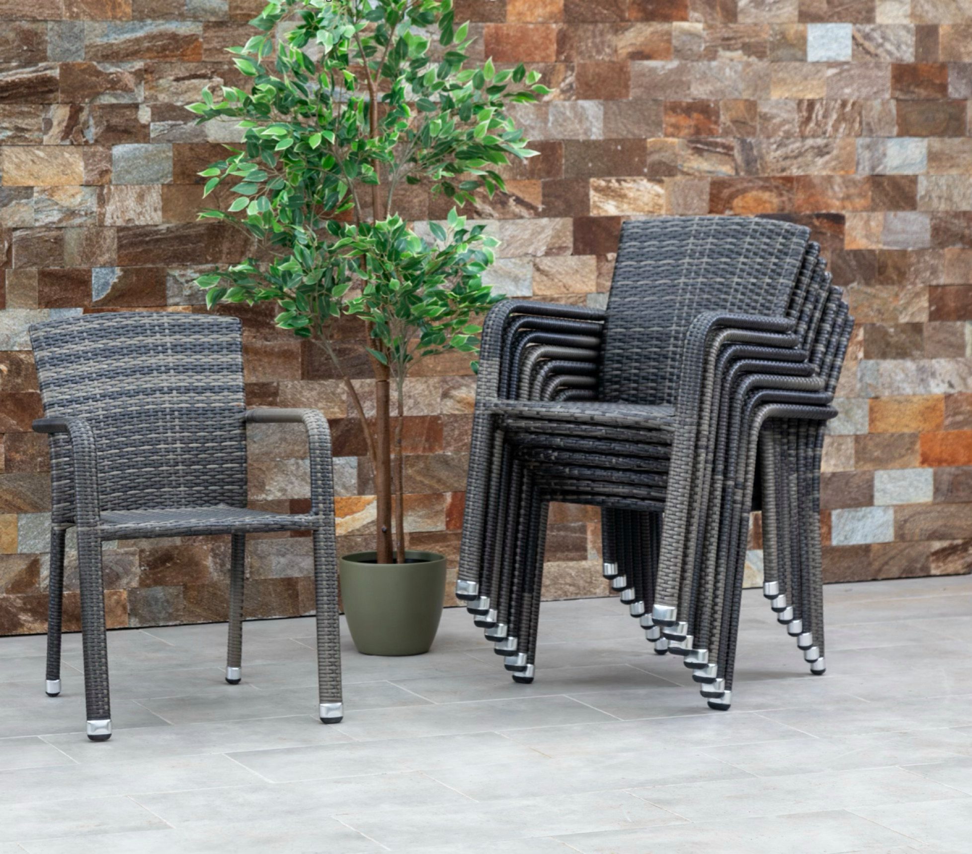 acamp Gartenstuhl Stapelsessel 8er Set stapelbar Aluminium wetterfest, Garten Terrasse (Set, 8 St), stapelbar, wetterfest, pflegeleicht, Aluminium, Terrasse Balkon Garten