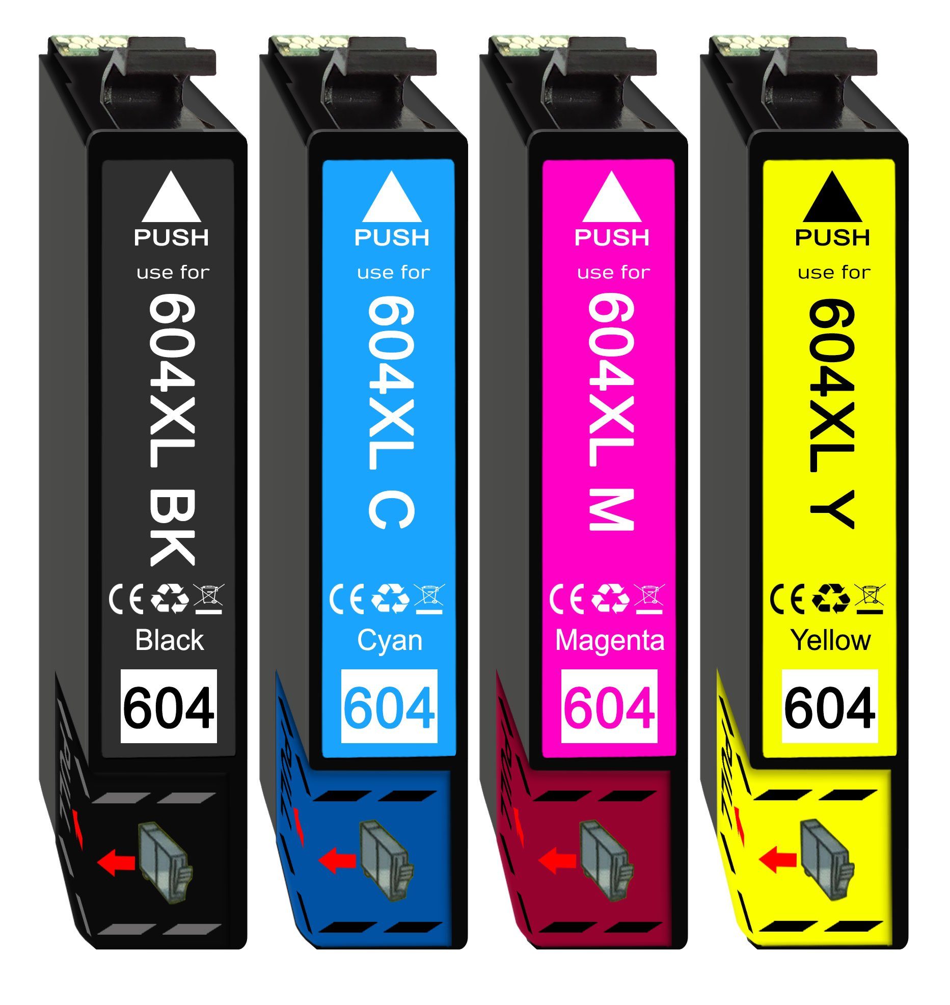 Druckerparadies 4er Pack Druckerpatronen 604 604XL kompatibel mit Epson XP-3200 Tintenpatrone (4-tlg)