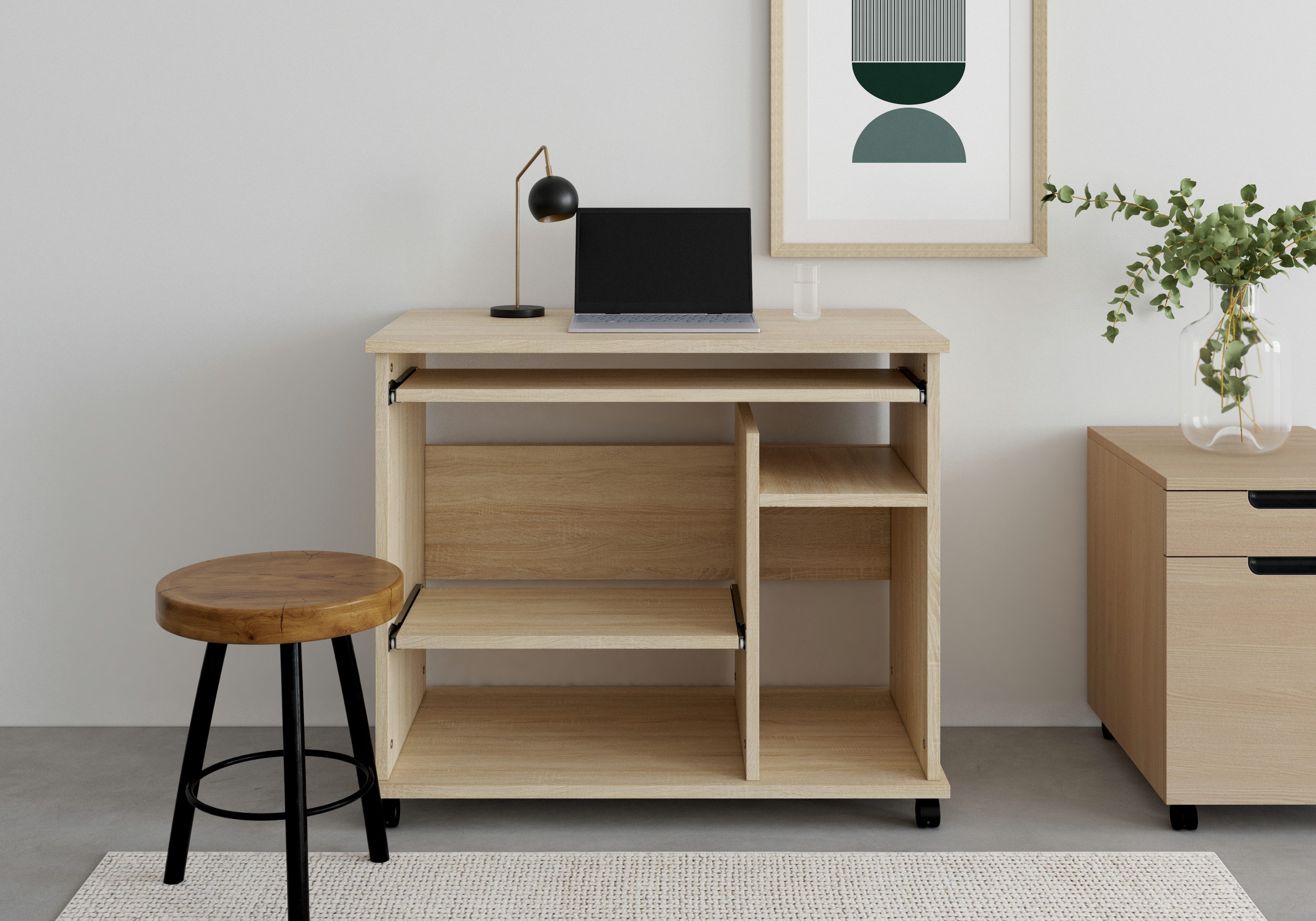 VOGL Möbelfabrik Computertisch Compi, PC-Tisch mit Tastaturauszug, platzsparend, Breite 72 oder 90 cm