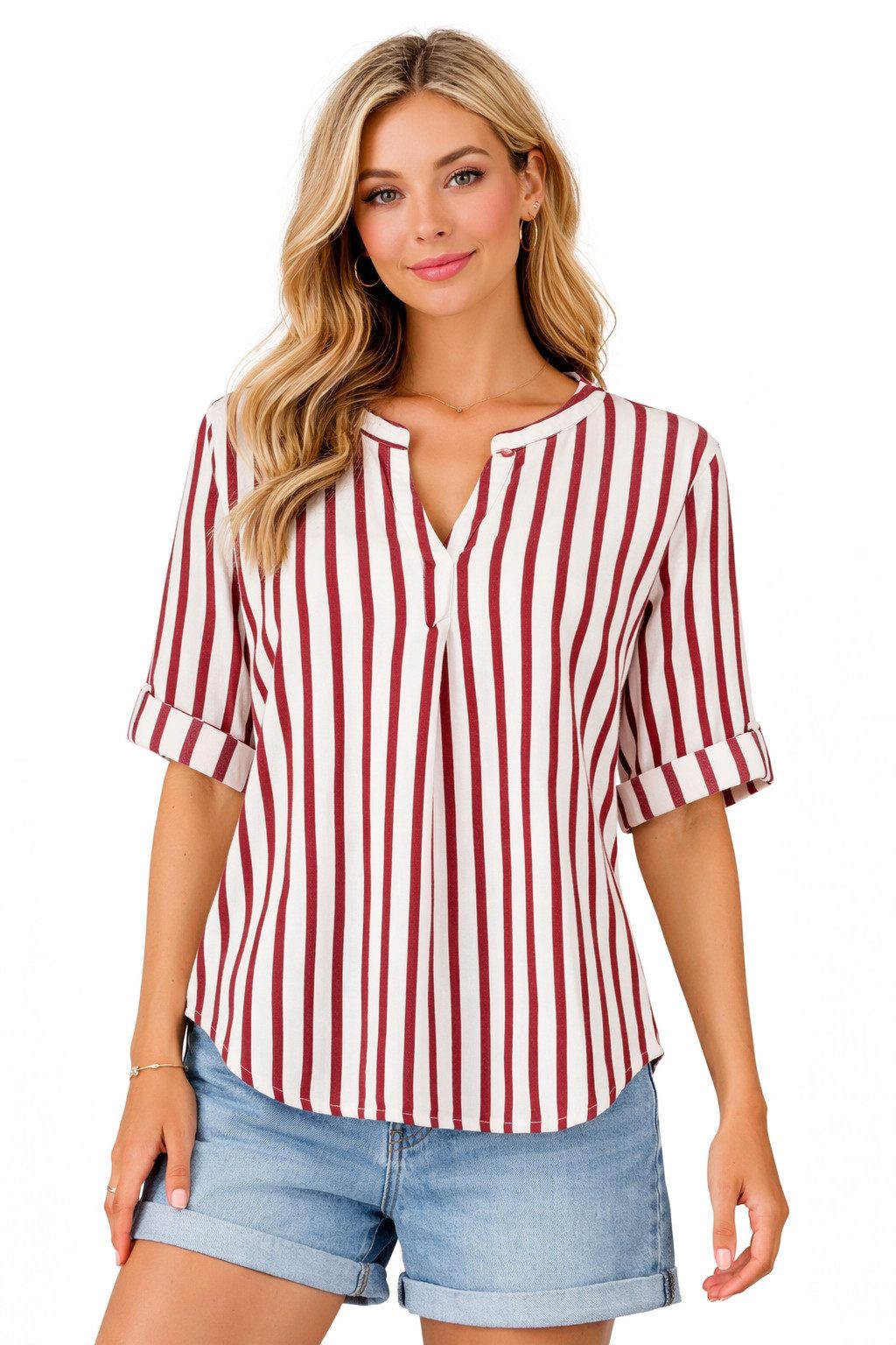 Eight2Nine Hemdbluse Eight2nine Damen Leinen Bluse atmungsaktiv Kurzarmbluse Sommer Urlaub