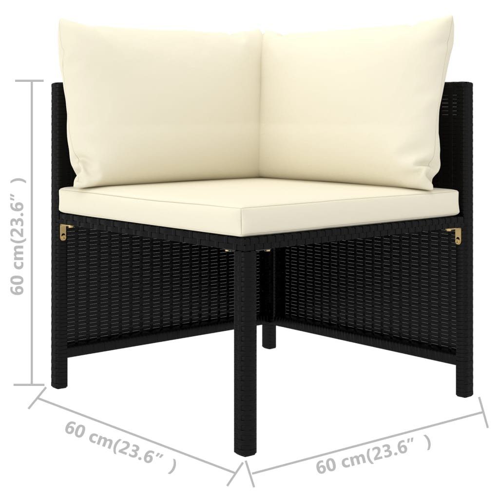 vidaXL Loungesofa 3-Sitzer-Gartensofa Rattan, Teile 1 Auflagen mit Schwarz Poly