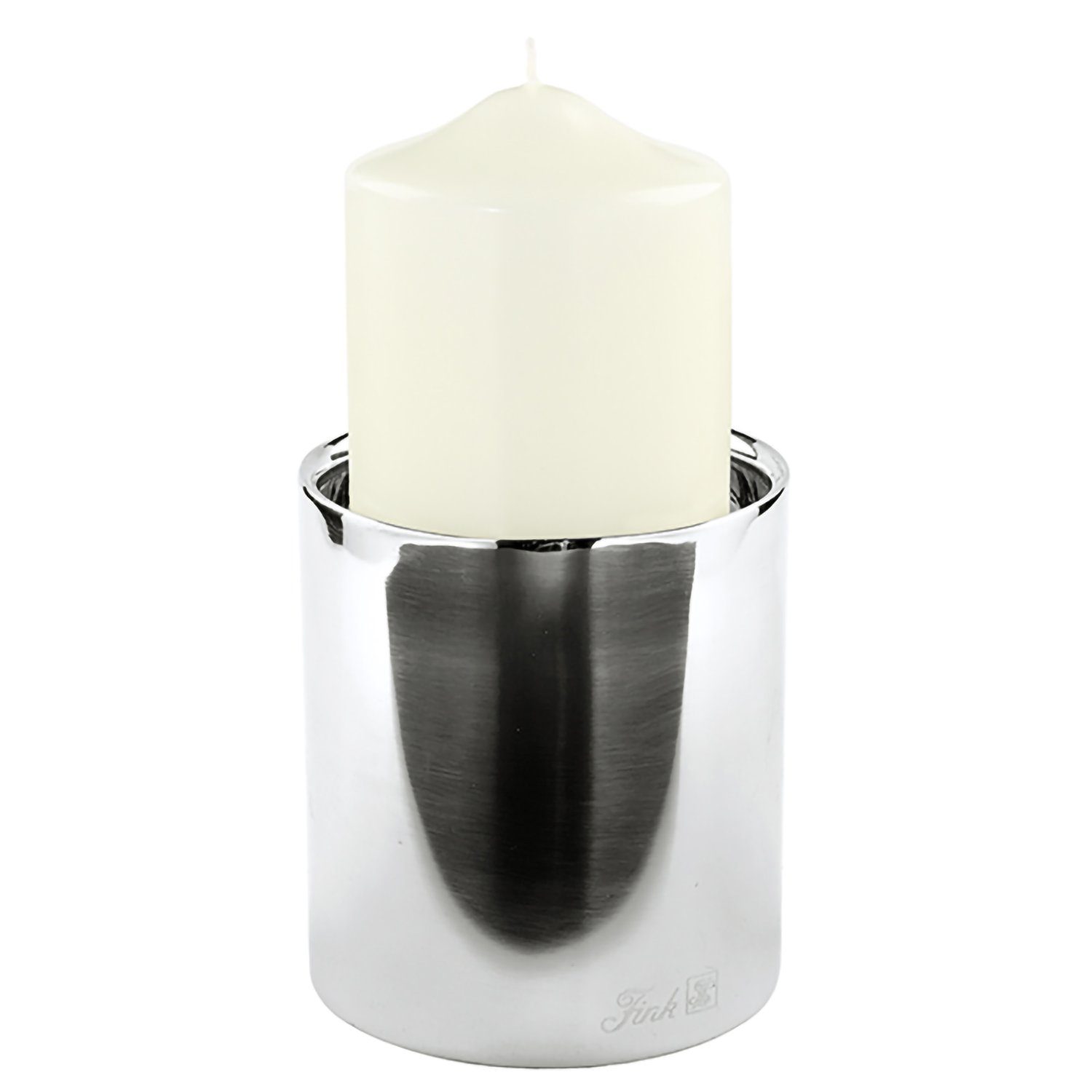 Fink Kerzenleuchter SOBRIO Stumpenkerzenhalter - silber - Edelstahl - H. 11 günstig online kaufen