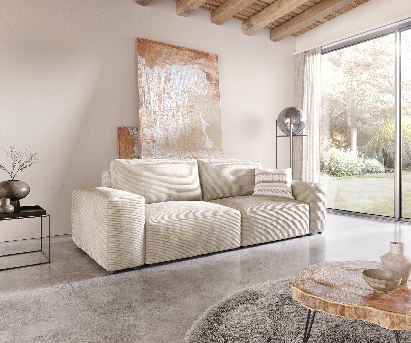 L 260x110 DELIFE Cord Beige cm Lanzo, Big-Sofa