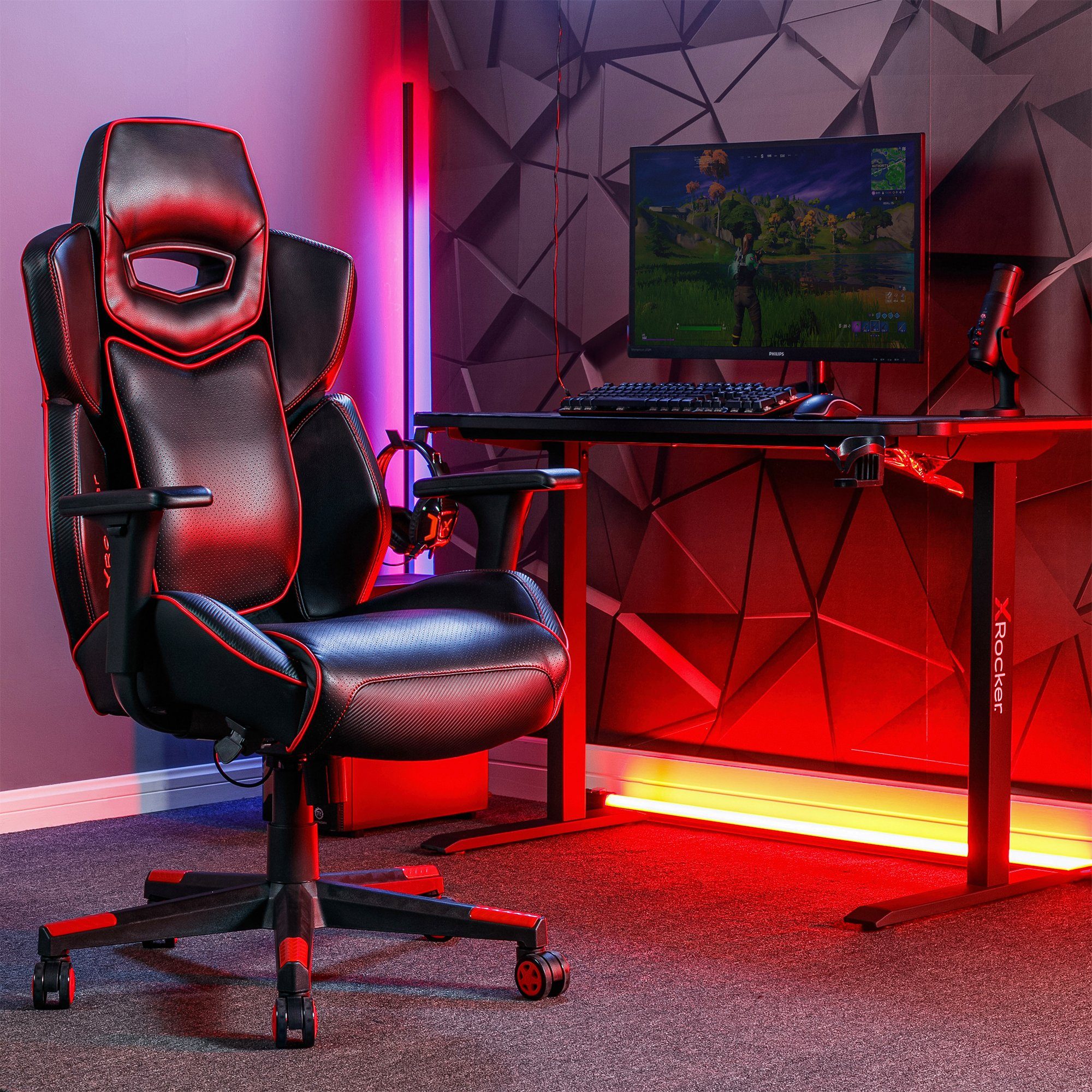 Luxus Schwarz/Rot X Chefsessel Gaming Drogon Chefsessel Rocker Bürodrehstuhl