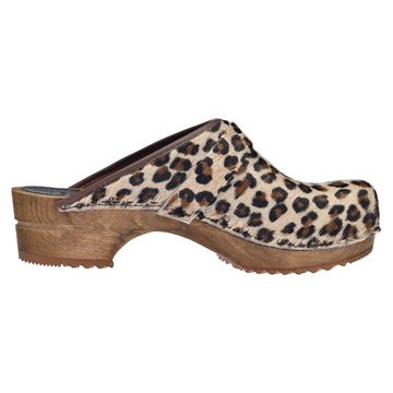 Sanita Wood-Caroline Open Clog Brown Leopard Sandale