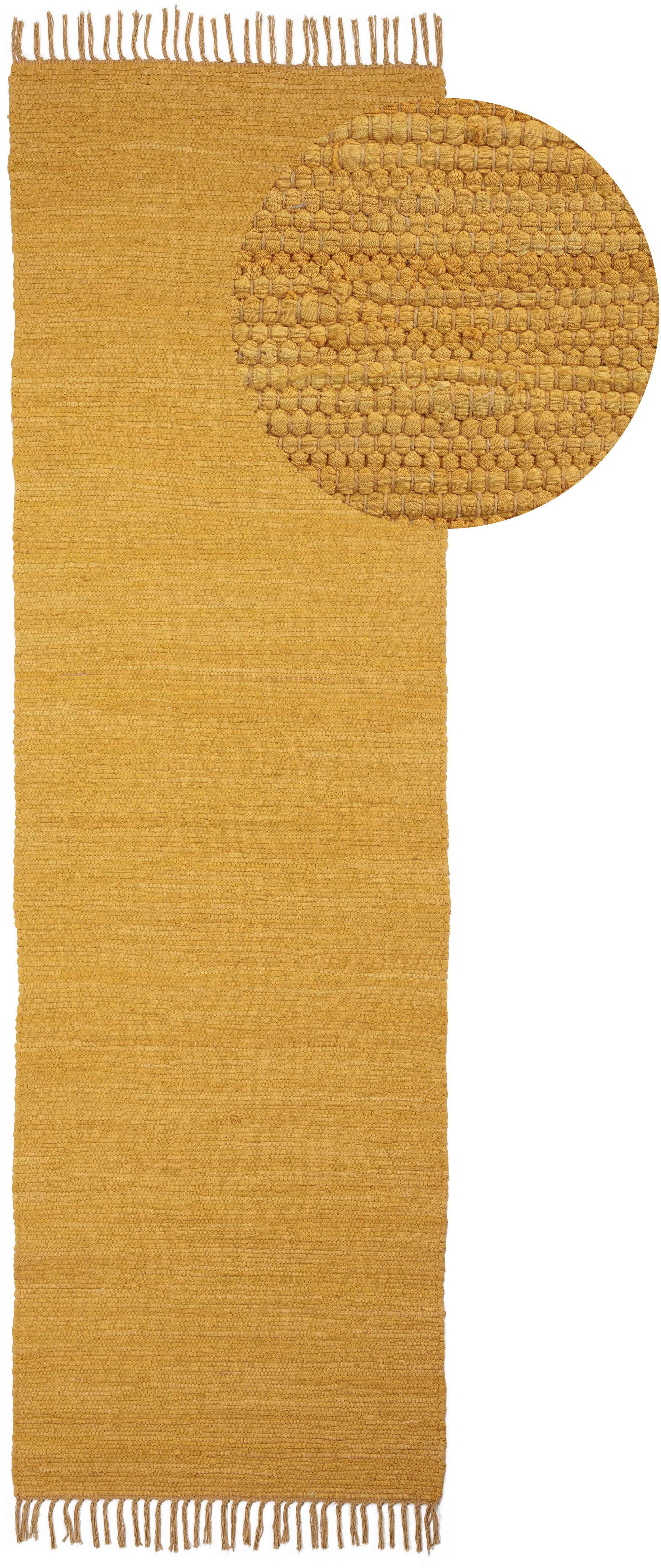 carpetfine Teppich Kelim Chindi uni, auch als Läufer, rechteckig, Höhe: 5 mm, Wendeteppich, reine Baumwolle, handgewebt, Uni-Farben, mit Fransen