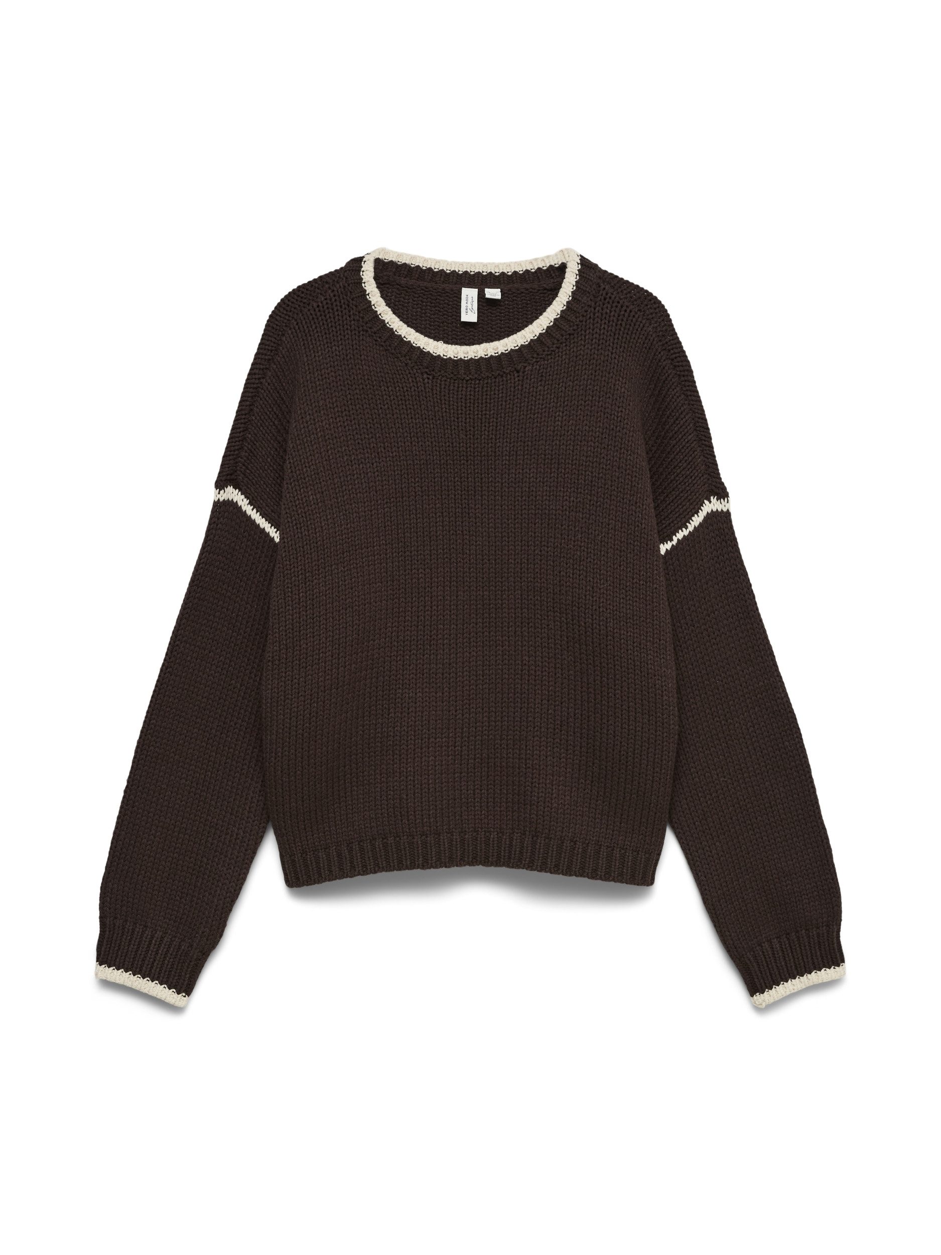 Vero Moda Longpullover VMMARGOT LS O-NECK STITCH PULLOVER 297957001 Chocolate