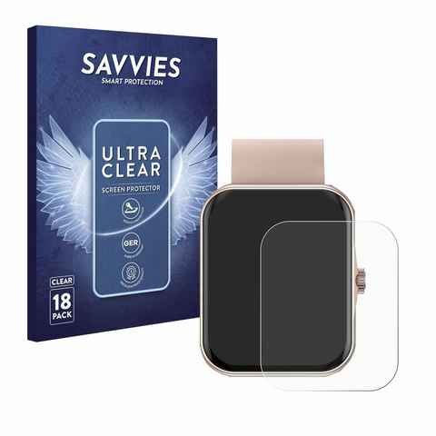 Savvies Schutzfolie für Mutoy Smartwatch 1.83", Displayschutzfolie, 18 Stück, Folie klar