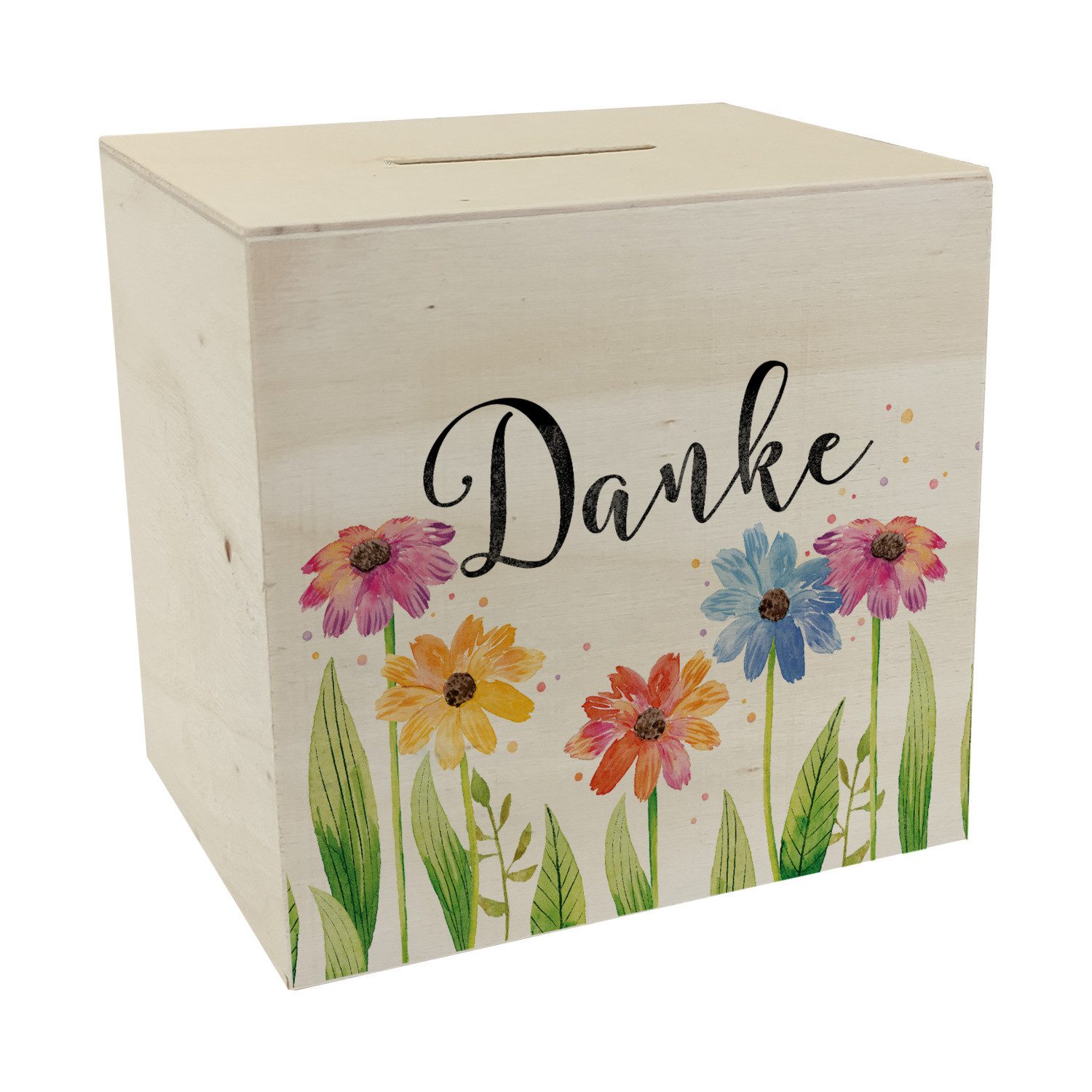 speecheese Spardose Blumen Spardose aus Holz mit Spruch Danke günstig online kaufen