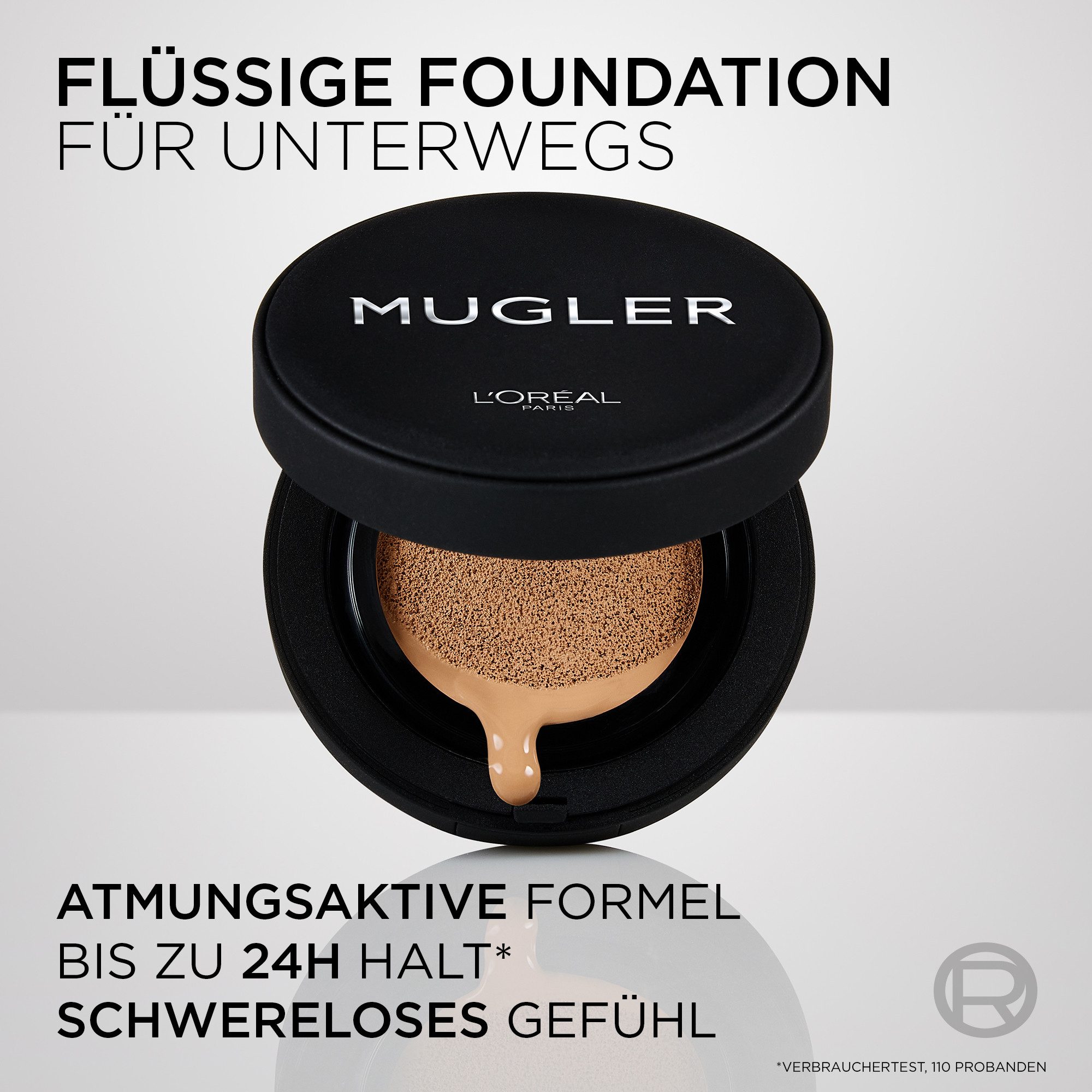 L'ORÉAL PARIS Foundation MUGLER SOFT GLOW CUSHION FOUNDATION, sorgt für eine makellose Deckkraft und einen natürlich wirkenden Teint