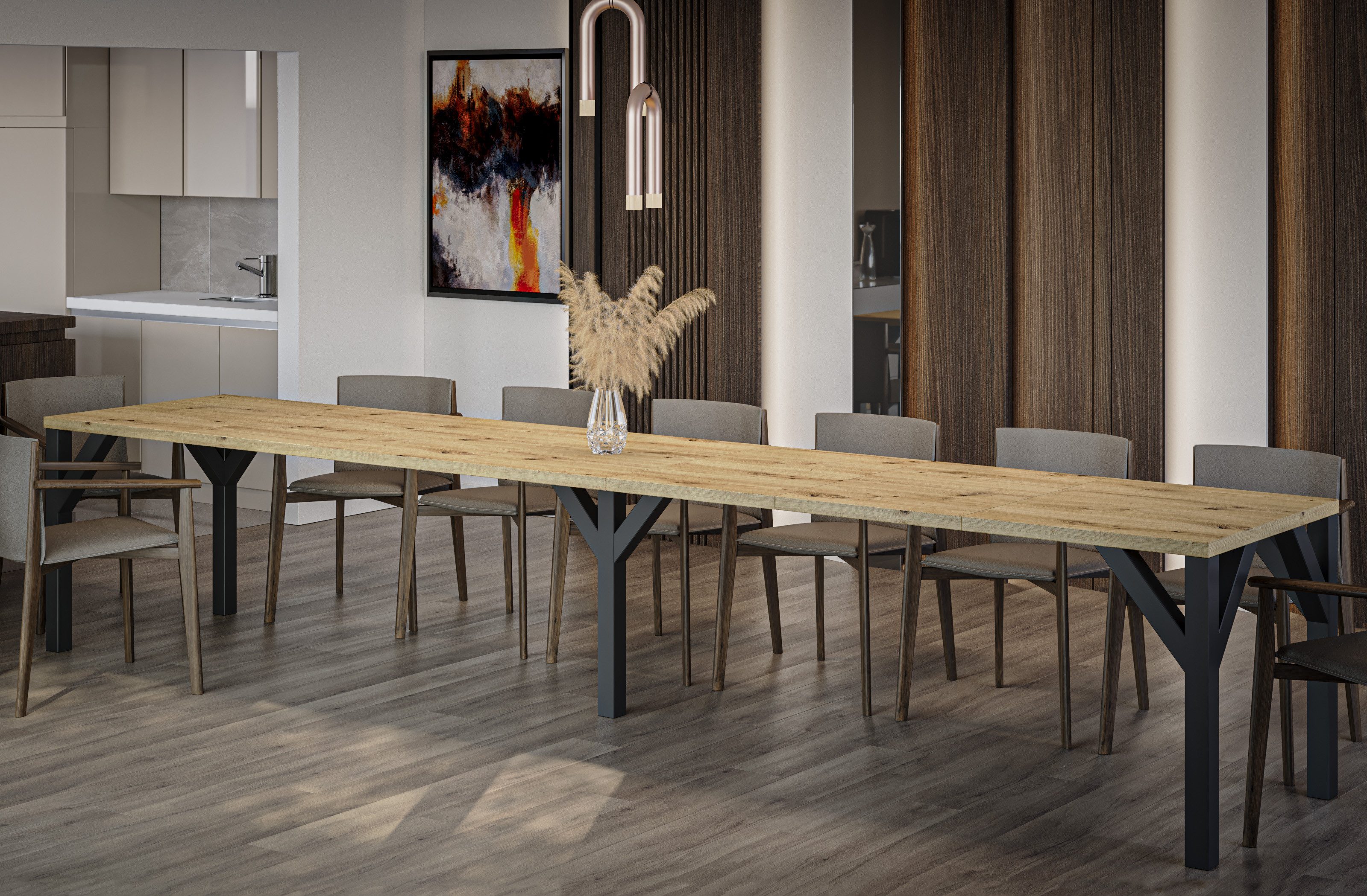 Endo-Moebel Kulissen-Esstisch XXL Dunaj 130-405cm ausziehbar erweiterbar ex günstig online kaufen