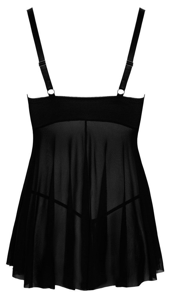 Cottelli Collection Babydolltop Babydoll und String - schwarz (2-tlg) transparent