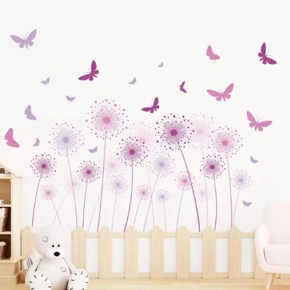 Montegoni Wandsticker Cartoon Pusteblume & Schmetterling Wandsticker – Für Kinderzimmer (Einzelsticker, 1 Wandsticker), Wasserfest, abnehmbar, selbstklebend, um – Bild 3 von 5