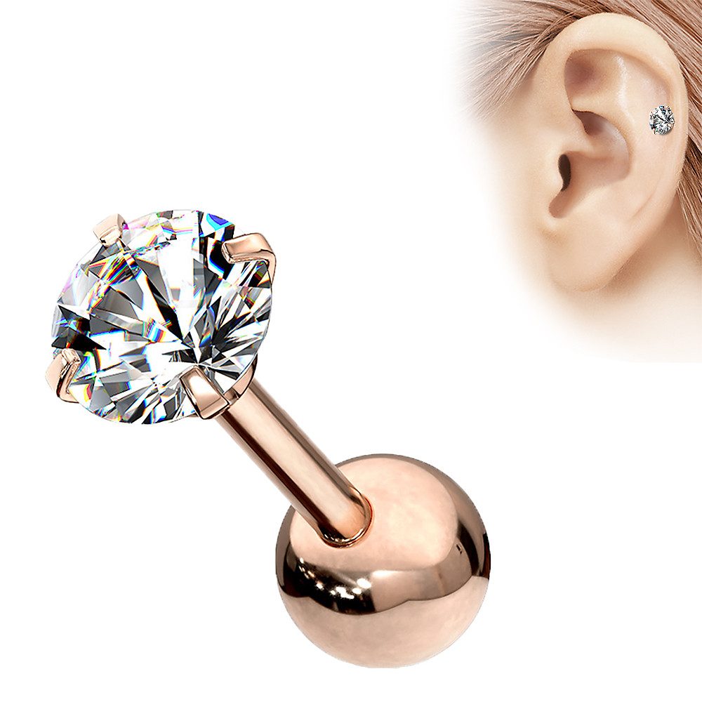 Taffstyle Piercing-Set Tragus Chirurgenstahl mit runden Zirkonia Rosegold 1 günstig online kaufen