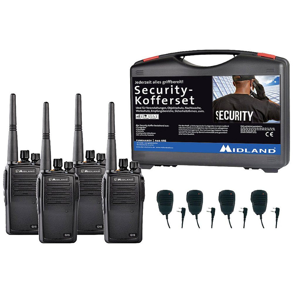 Walkie Talkie Midland G15 Pro PMR 4er Security inkl. MA 25-M C1127.S3 PMR-Handfunkge
