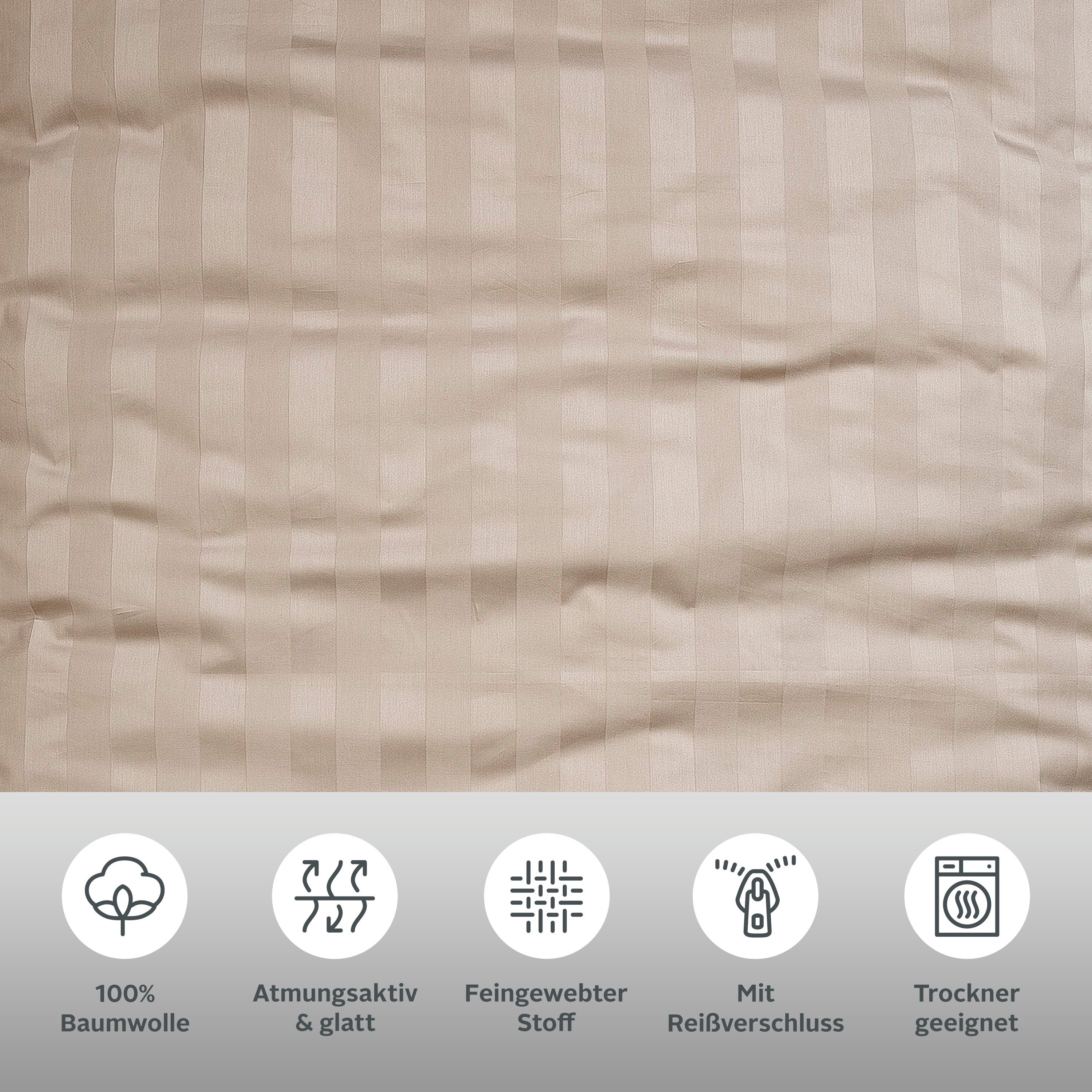 OTTO home Bettwäsche MALIA mit eingewebten Streifen, uni, Mako-Satin, 2 teilig, Bettwäsche aus 100% Baumwolle, Bettwäsche in Mako-Satin-Qualität – Bild 3 von 5