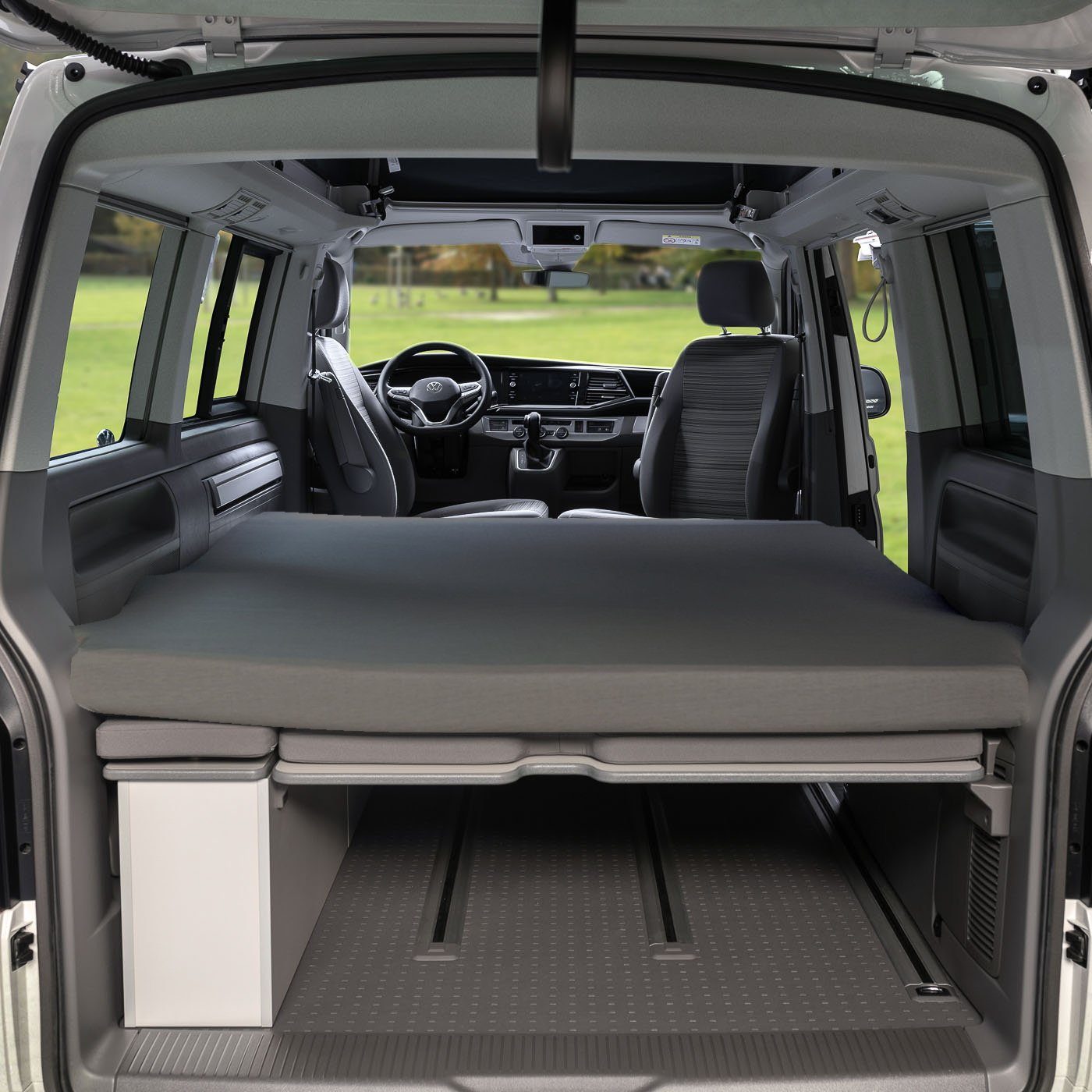 BLACK FOREST FOX Spannbettlaken Spannbettlaken VW Faltbett T5/T6/T6.1 California Beach OEKO-TEX® Grau, 100% ägyptische Baumwolle, Gummizug: ja, (1 Stück), passgenau