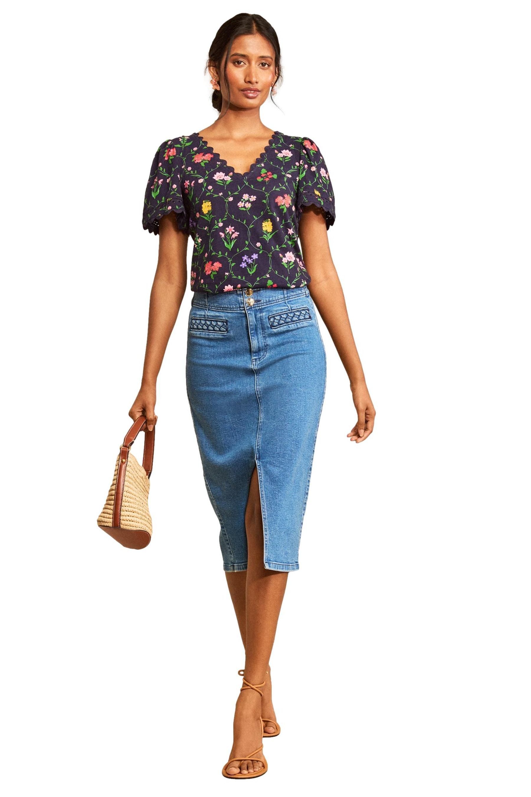 Love & Roses T-Shirt Love & Roses T-Shirt mit Bogenkante, Regular (1-tlg)