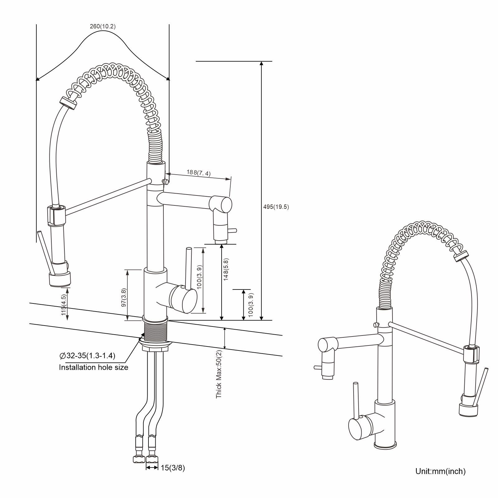 Auralum Küchenarmatur Auralum Küchenarmaturen, Wasserhähne mit Spiralfedern