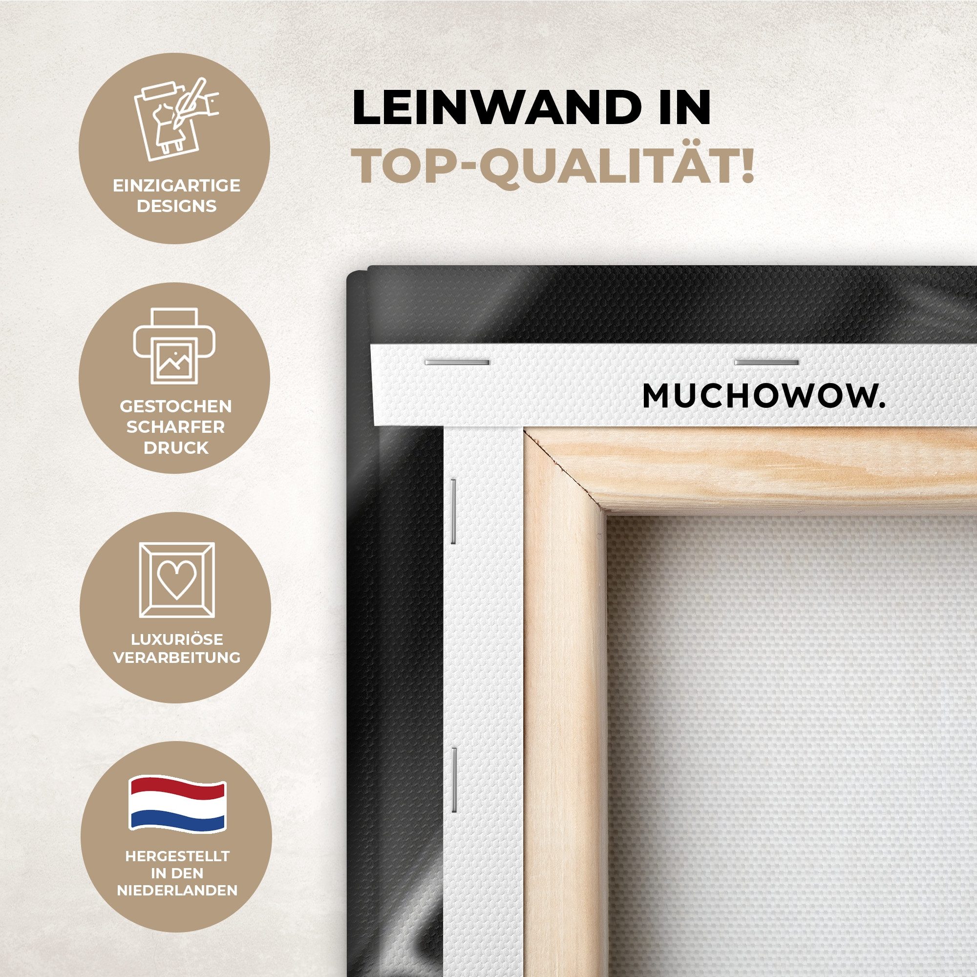 OneMillionCanvasses® Leinwandbild Make-up-Pinsel - Vintage - Schwarz und we günstig online kaufen