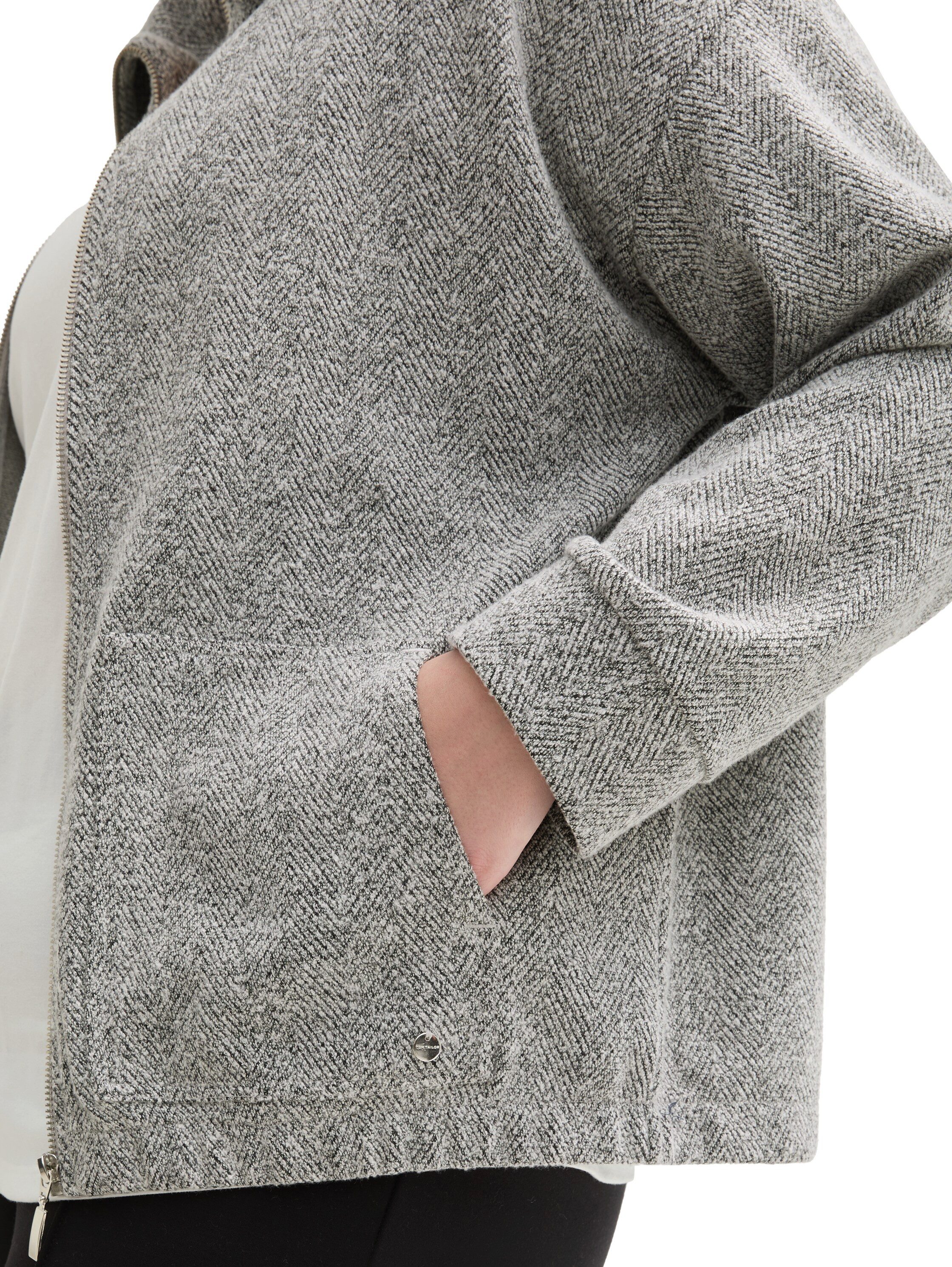 TOM TAILOR PLUS Sweatjacke mit Fischgrätenmuster
