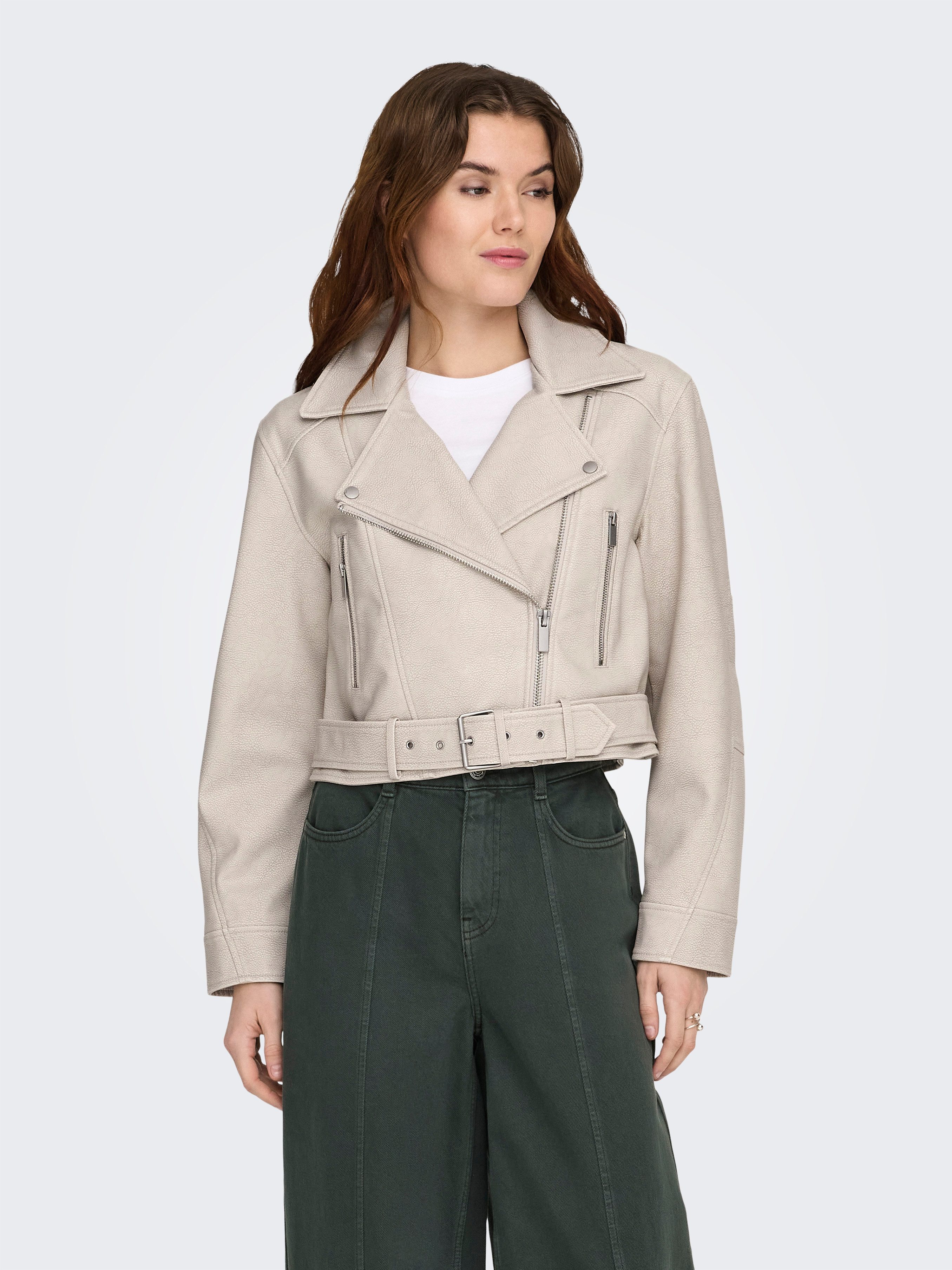 ONLY Lederimitatjacke ONLPAULINE FAUX LEATHER JACKET CC OTW mit Biker-Style Details