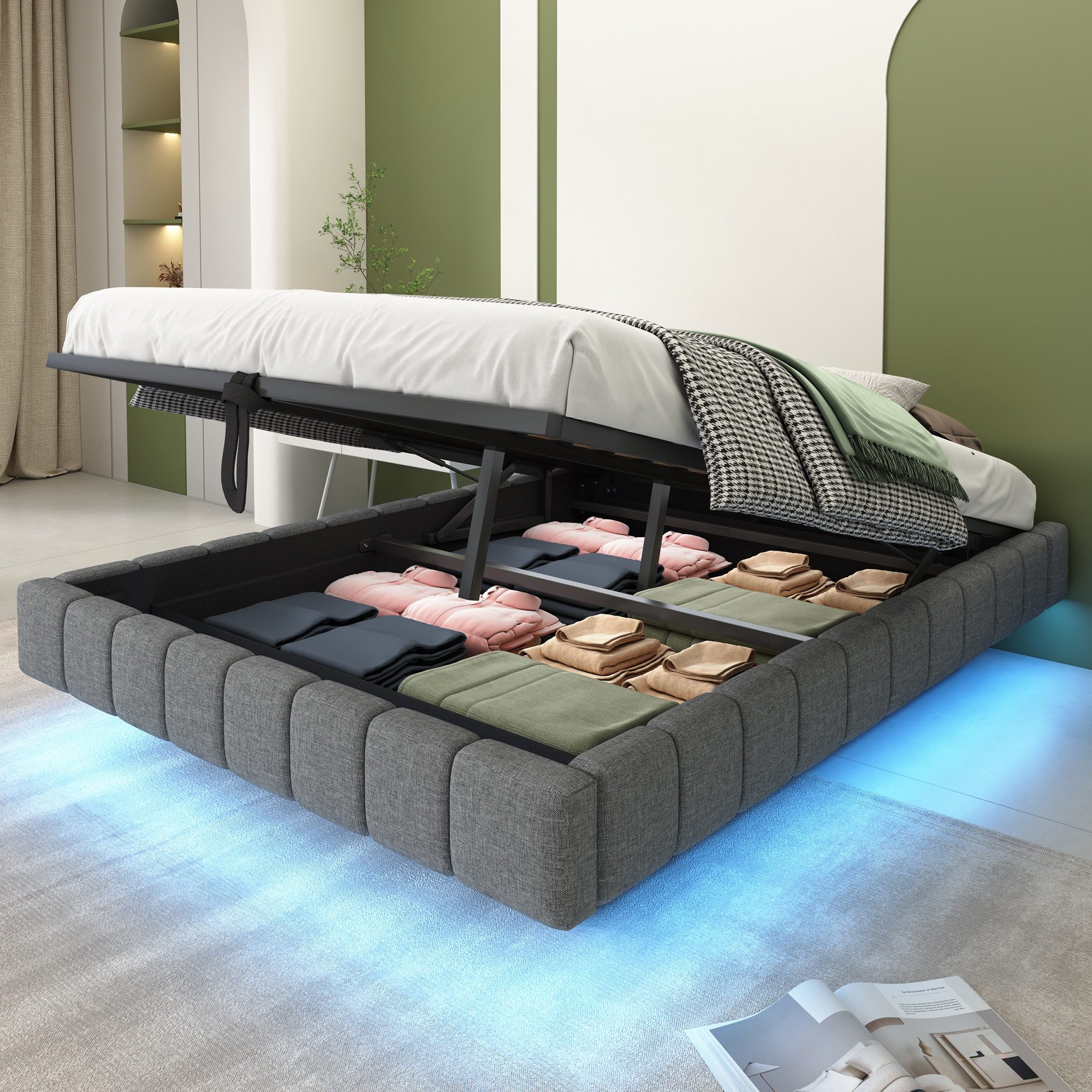 OKWISH Polsterbett Funktionsbett,Kinderbett,Jugendbett,Gästebett (mit Staur günstig online kaufen