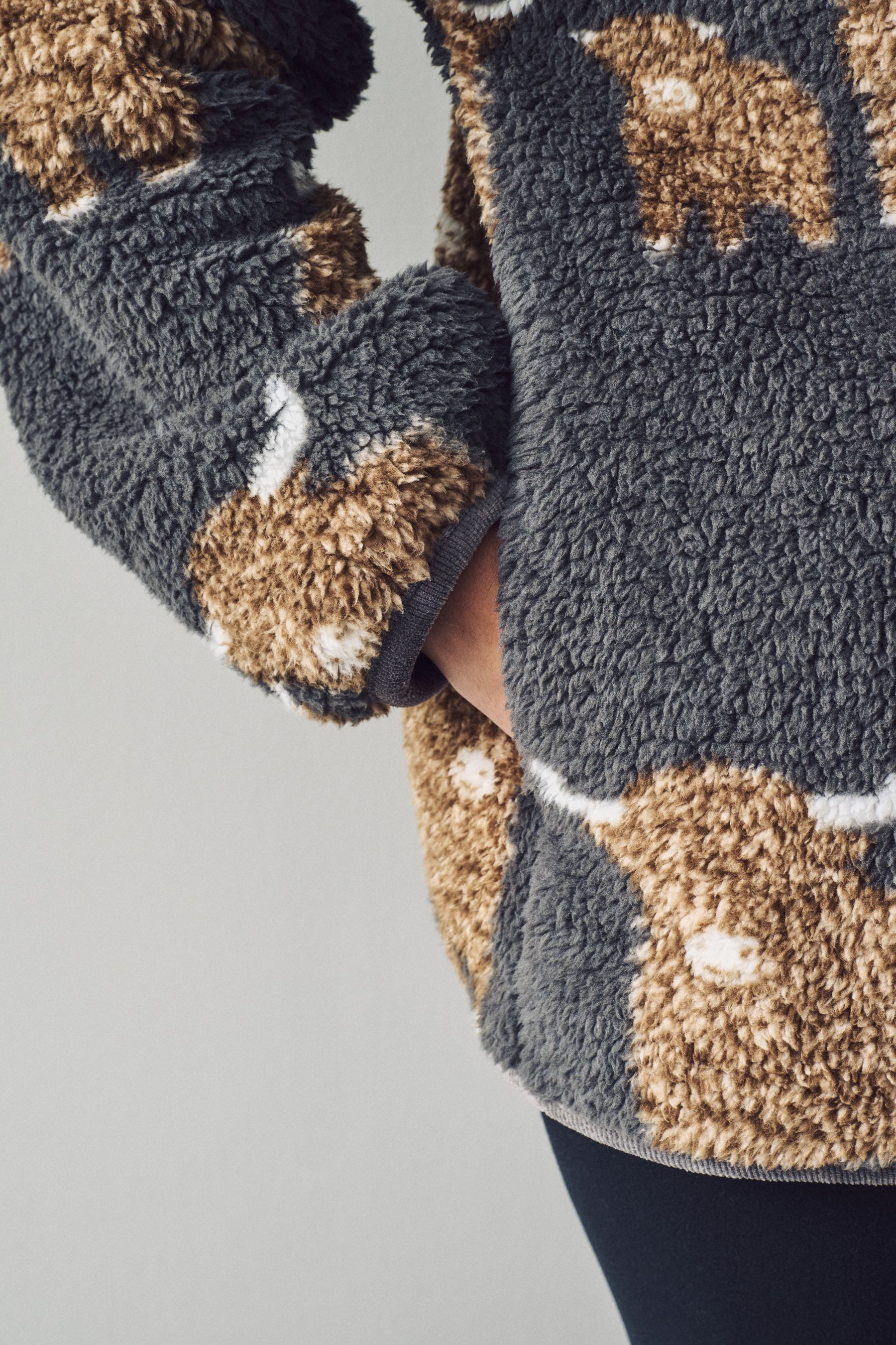 Next Fleecepullover Gemusterter Borg-Fleece mit halben Reißverschluss (1-tlg)
