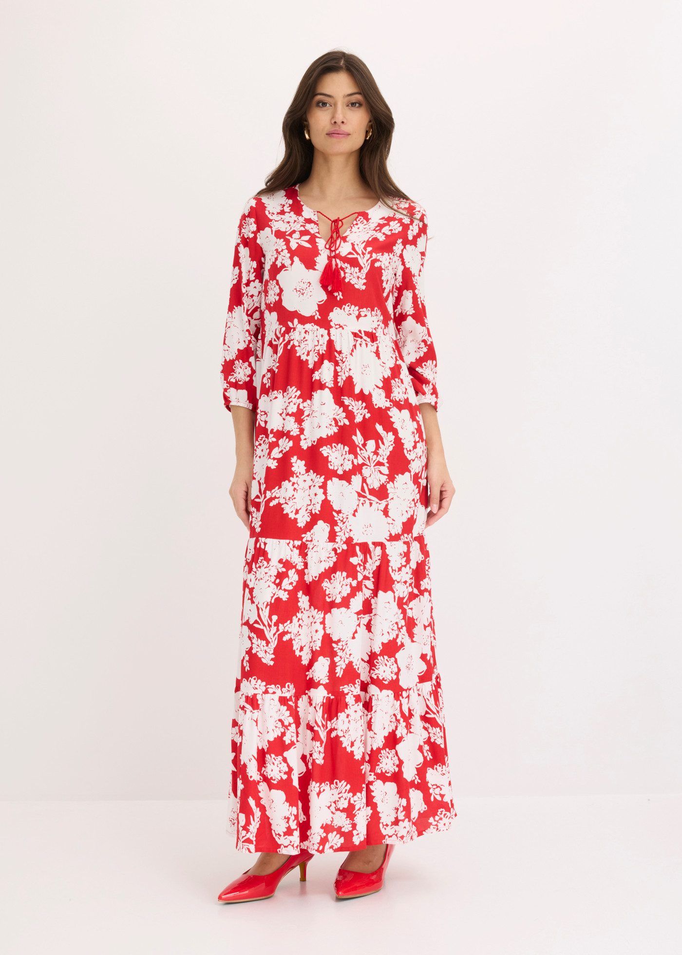 bonprix Maxikleid für Frühling und Sommer, aus Viskose, ausgestellte Passform