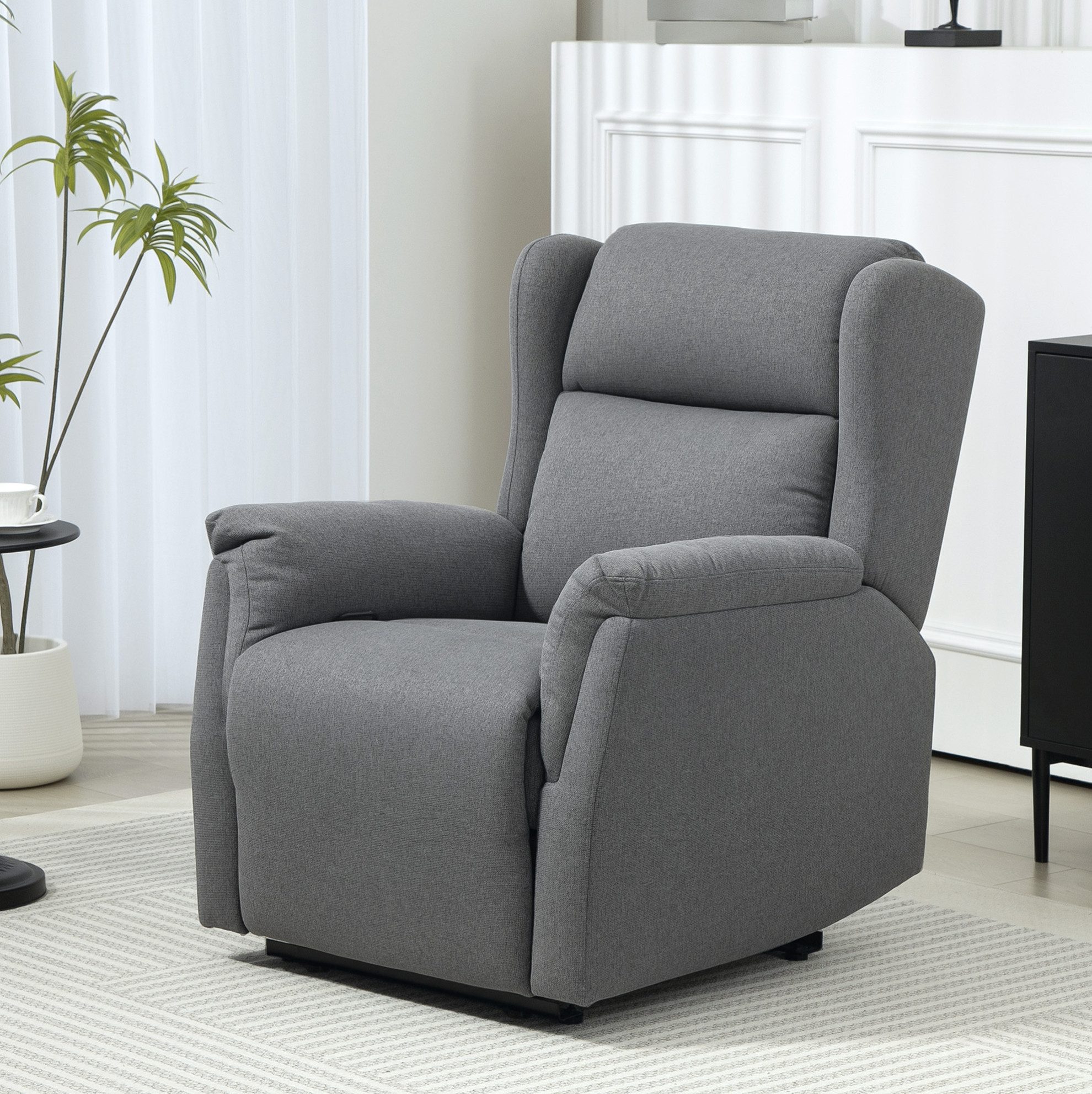 OKWISH Relaxsessel mit Liegefunktion, TV-Sessel mit gepolstertem Sitz, 80x94x101 cm (1-St., Bequemer Sessel für Wohnzimmer oder Schlafzimmer, Dunkelgrau), Fernsehsessel mit Taschenfederkern, Ruhesessel bis 150 kg belastbar