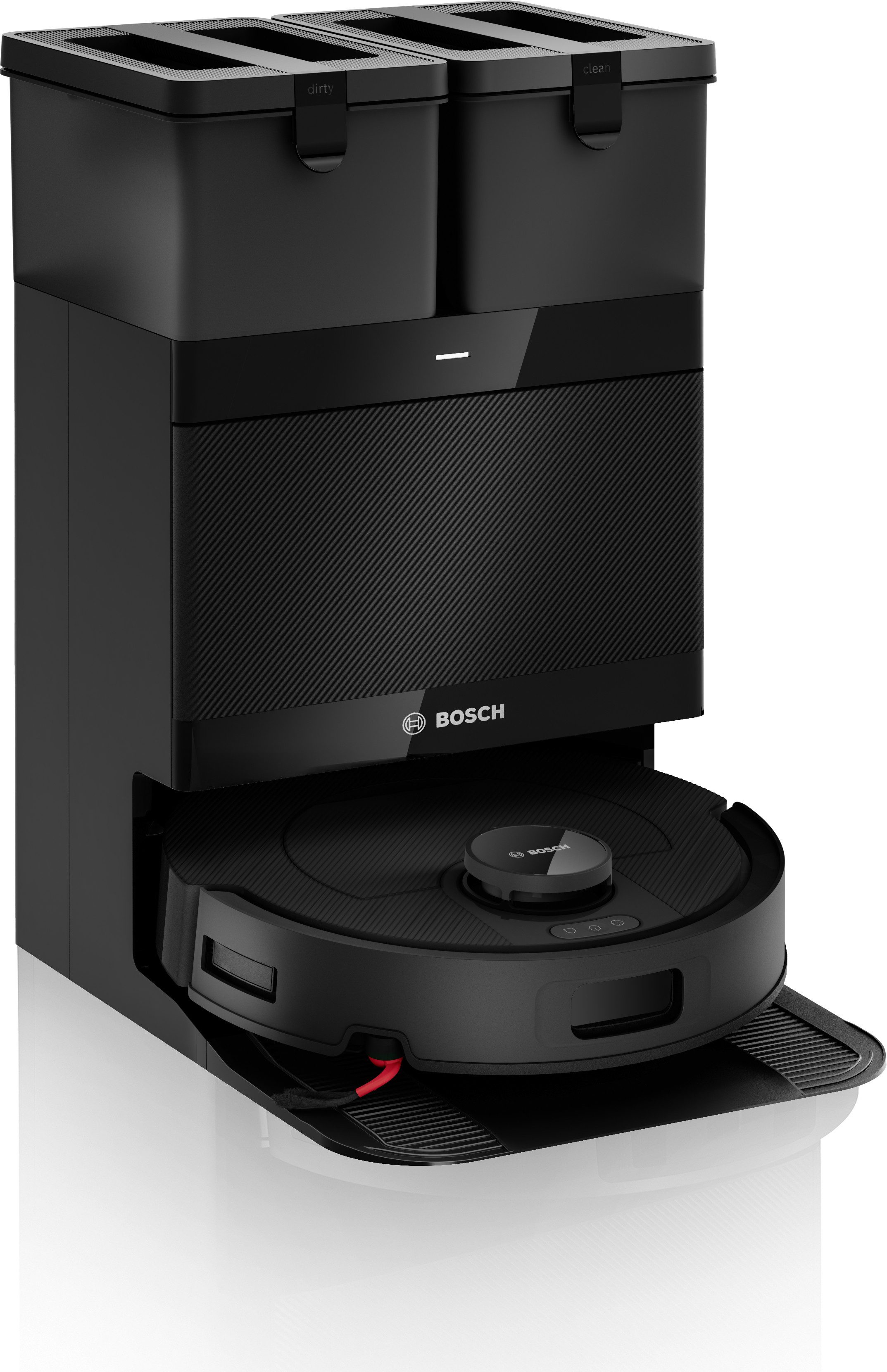 BOSCH Saugroboter mit Wischfunktion Spotless 2 BCR2S1B/BCR2S1W, 25.000 Pa Saugkraft, beutellos, Selbstreinigung, Nass-Trocken-Servicestation, rotierende Pads