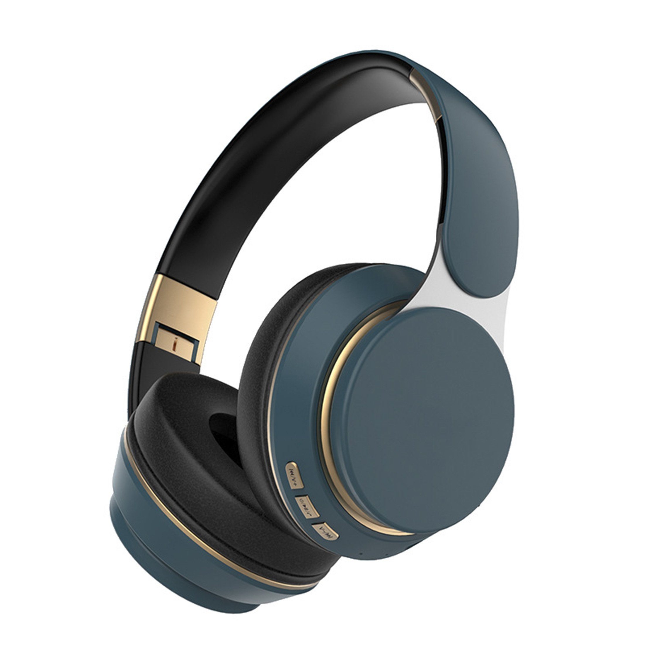(Einziehbar und Kabellose Diida faltbar, Kopfhörer,Sport-Kopfhörer,Bluetooth,Kabelgebundene Stereo-Ton) Blau Over-Ear-Kopfhörer