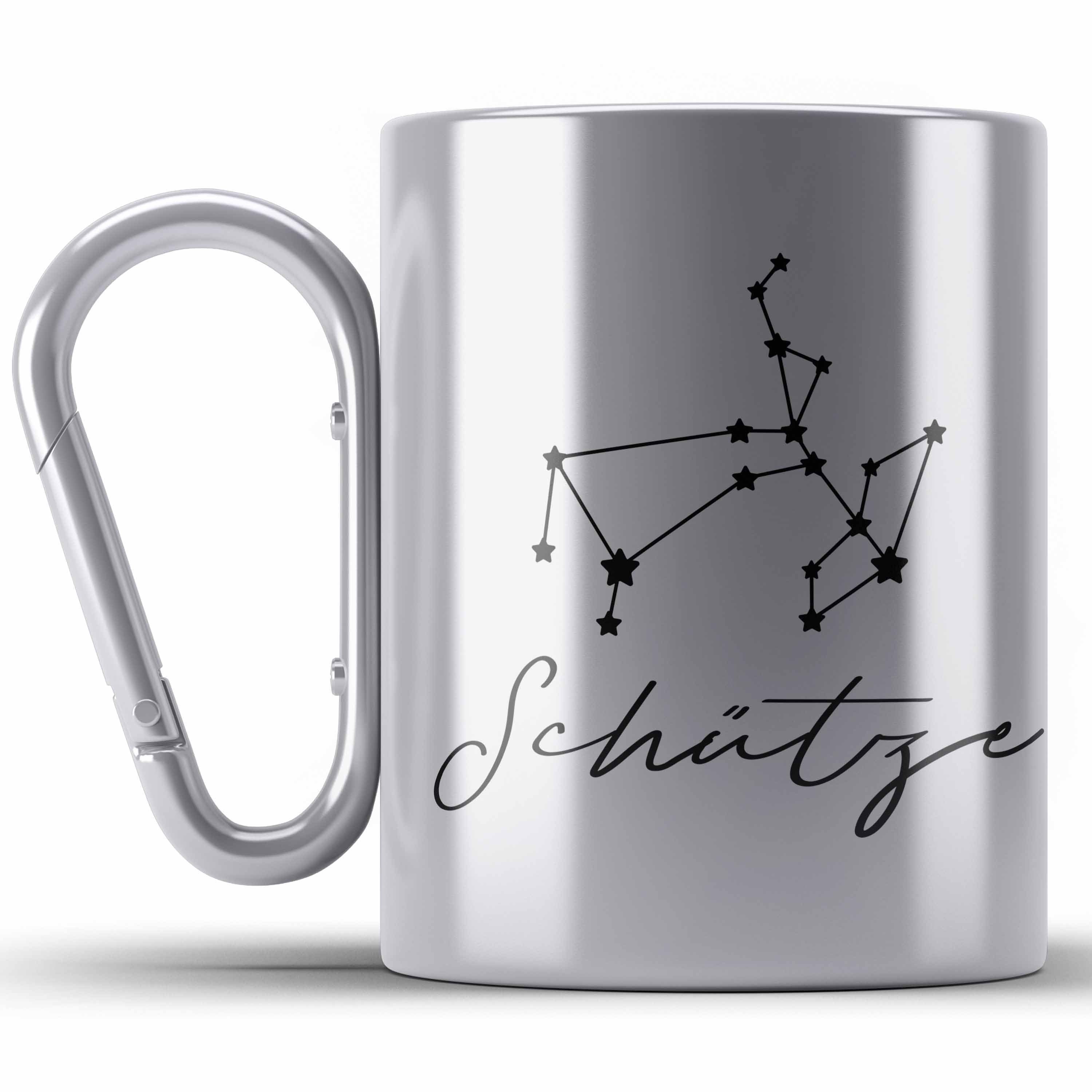 Tierkreiszeiche Tasse Schütze Sternzeichen Edelstahl Thermotasse Geschenk Trendation Horoskop Silber