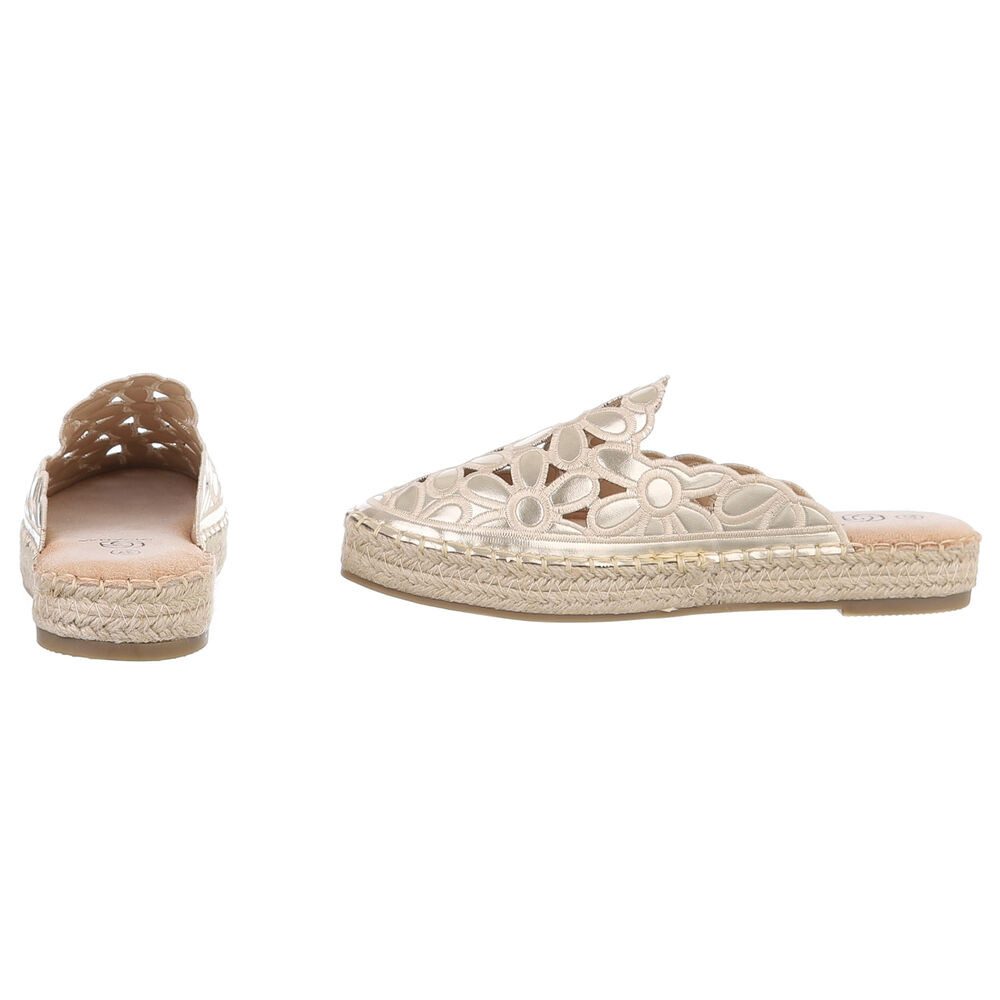 Ital-Design Damen Mules Freizeit Pantolette (88930273) Flach Pantoletten in Gold