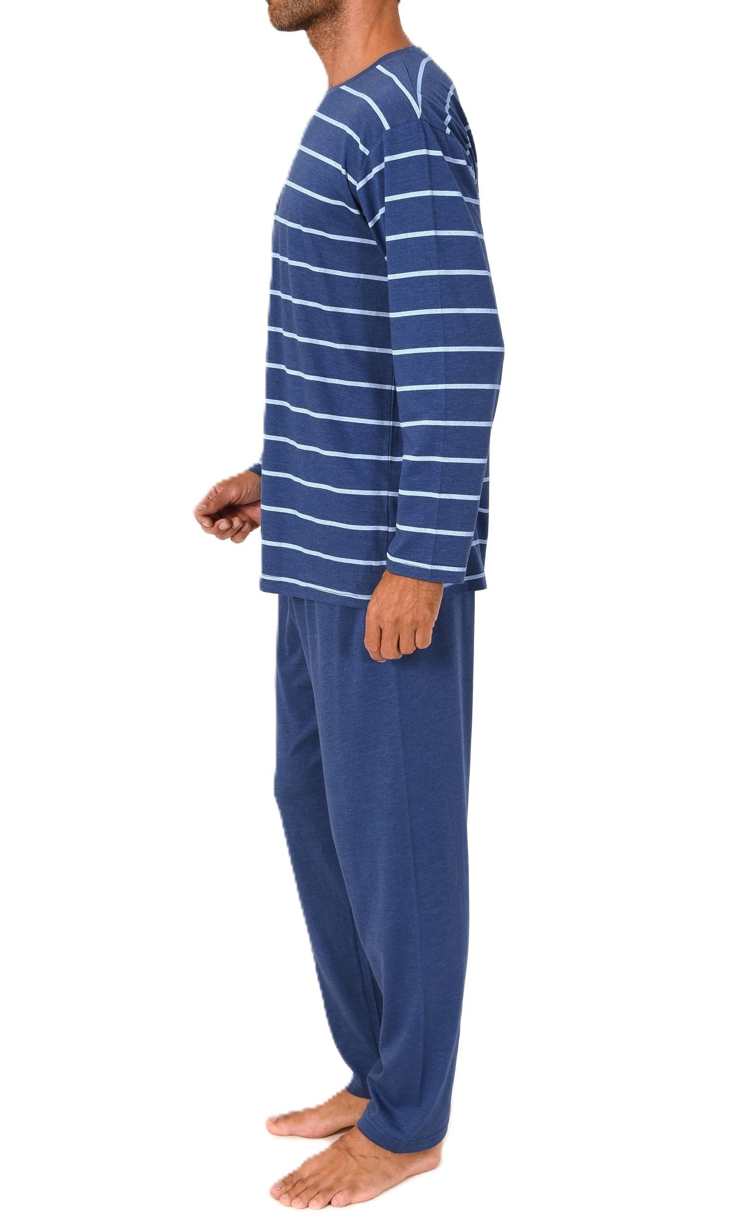 Normann Pyjama Normann Herren langarm Schlafanzug Pyjama in eleganter Streifenoptik – Bild 2 von 4