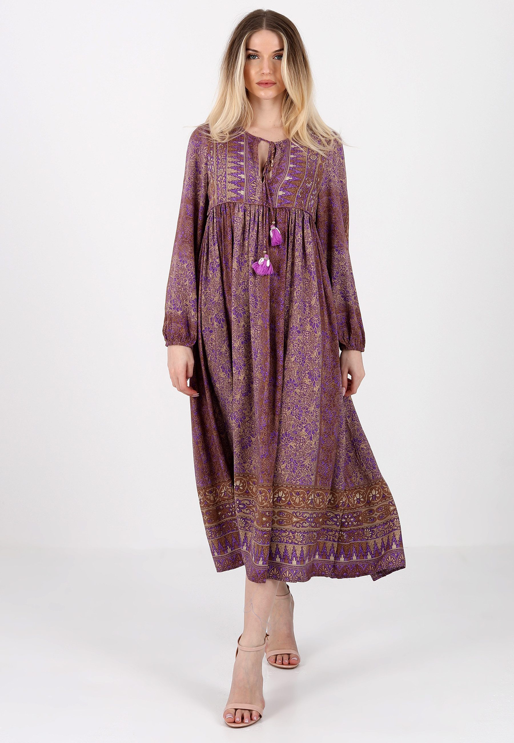 YC Fashion & Style Sommerkleid Luftiges Sommer Kleid aus fließendem Stoff Alloverdruck