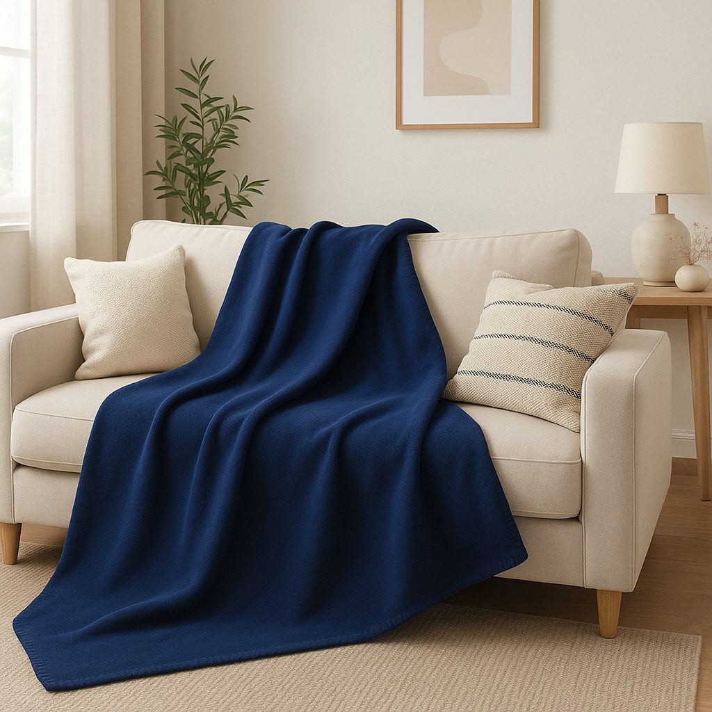 Wohndecke 4 Stück Fleecedecken 130x170 cm Farbe dunkelblau, Betz, Fleecedecke