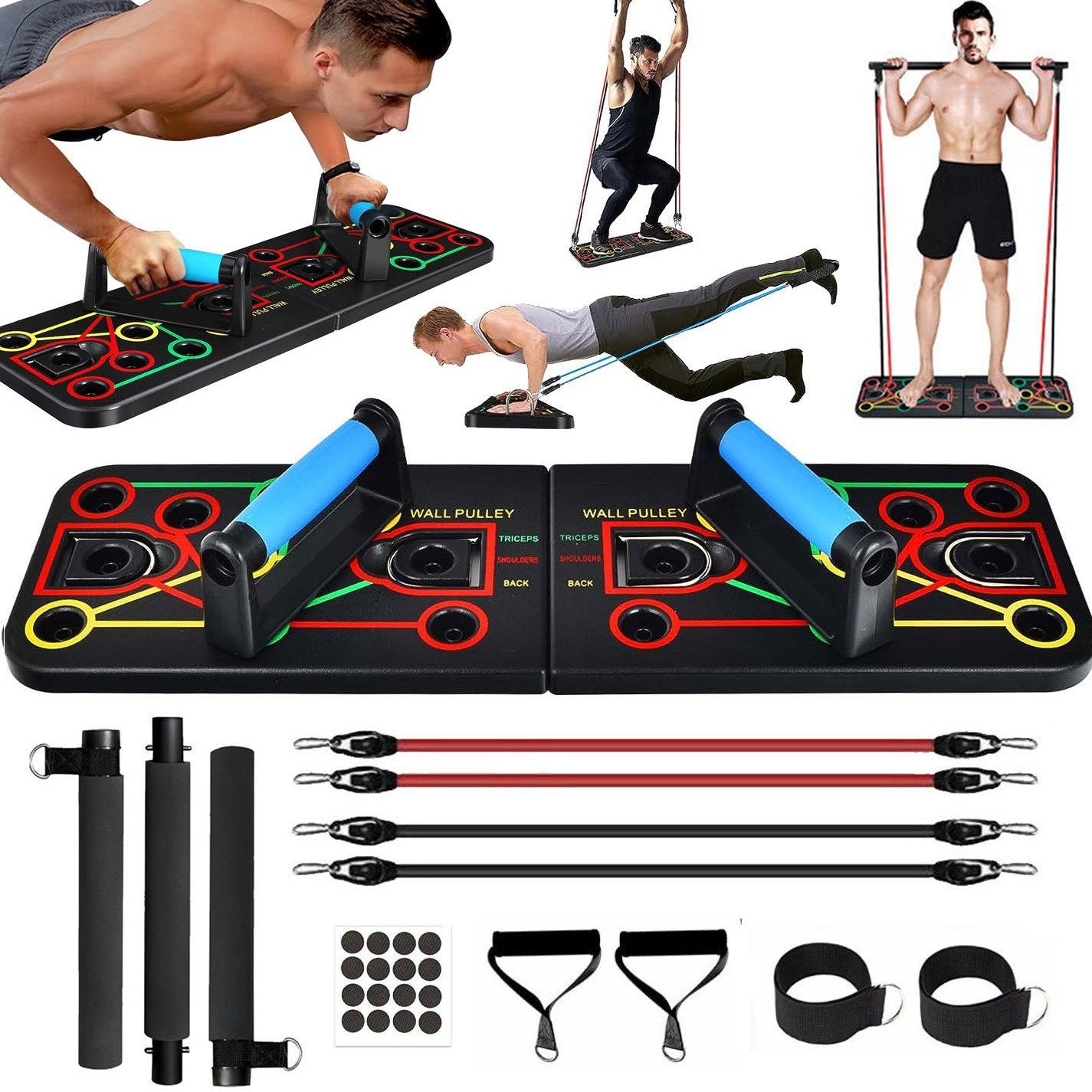 Warmounts Liegestützgriffe (Push-Up Liegestütz-Brett, 1-St), Multifunktionales Liegestütz-Board Set
