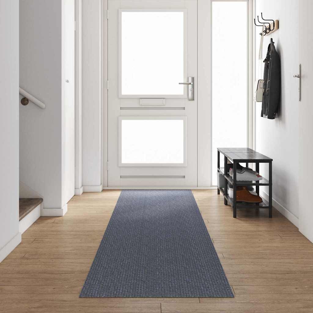 vidaXL Teppich Teppichläufer Hellgrau 80 x 500 cm Stoff, Rechtwinklig