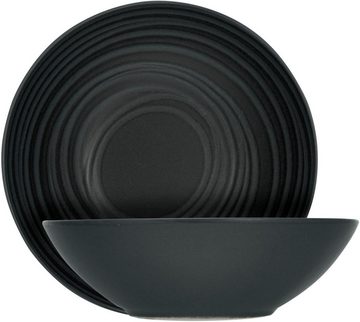 CreaTable Schale Lava Stone, Steinzeug, (Set, 2-tlg), Salatschüssel, Servierschale, Ø 24 cm, schwarz, Made in Europe