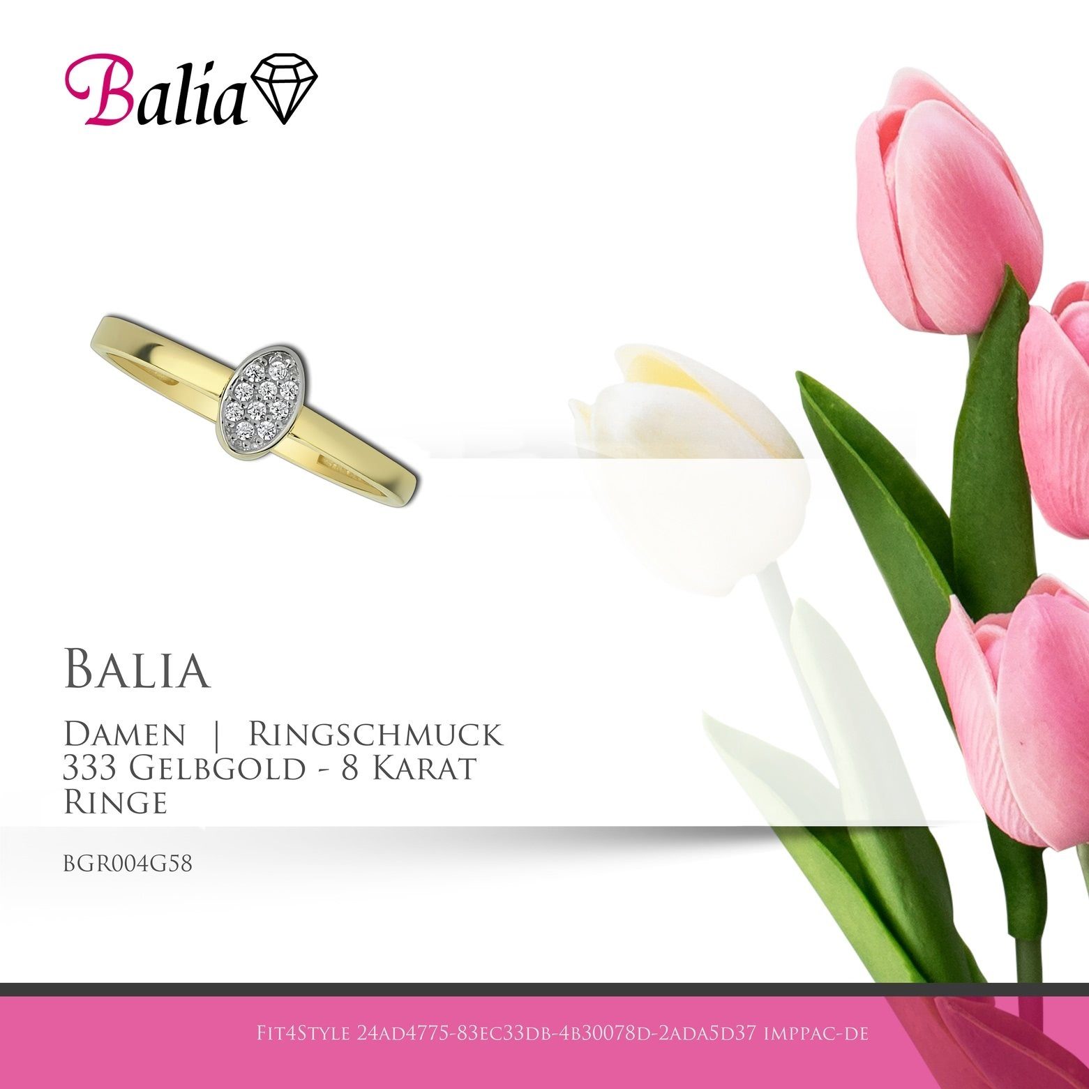 Gelbgold 333er Damen Balia 8 Goldgold (Fingerring), Ring aus Damen Gr.58 Balia weiß, 8Karat Farbe: Oval Goldring Ring gold - Karat,