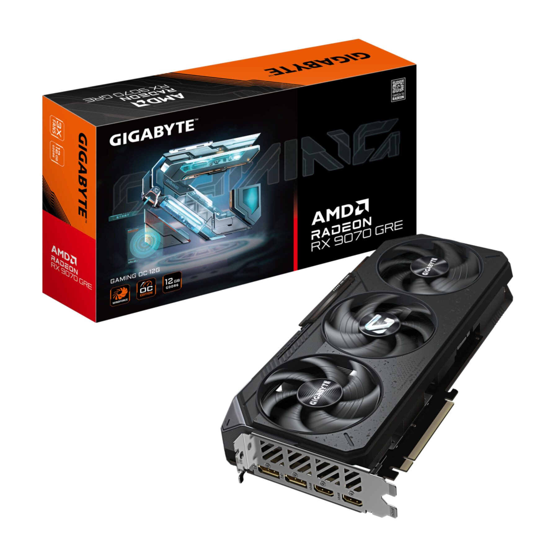 Gigabyte Radeon RX 9070 GRE GAMING OC 12G – Grafikkarte, 12GB GDDR6, 192bit, PC Grafikkarte (12 GB, GDDR6)