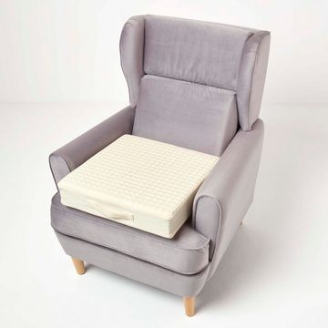 Homescapes Sitzkissen Wattierter Sitzkissenbezug 50 x 50 x 10 cm aus Baumwolle, creme