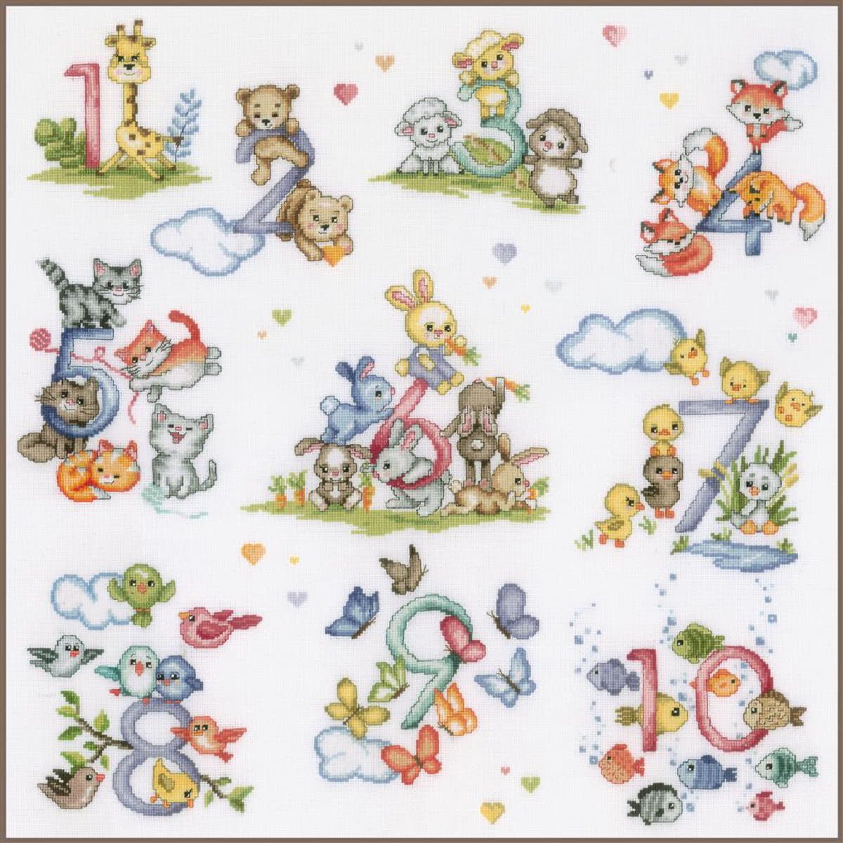 Vervaco Kreativset Vervaco Kreuzstich Stickpackung "Zählen von 1 bis 10", Zählmuster, ..., (embroidery kit by Marussia)